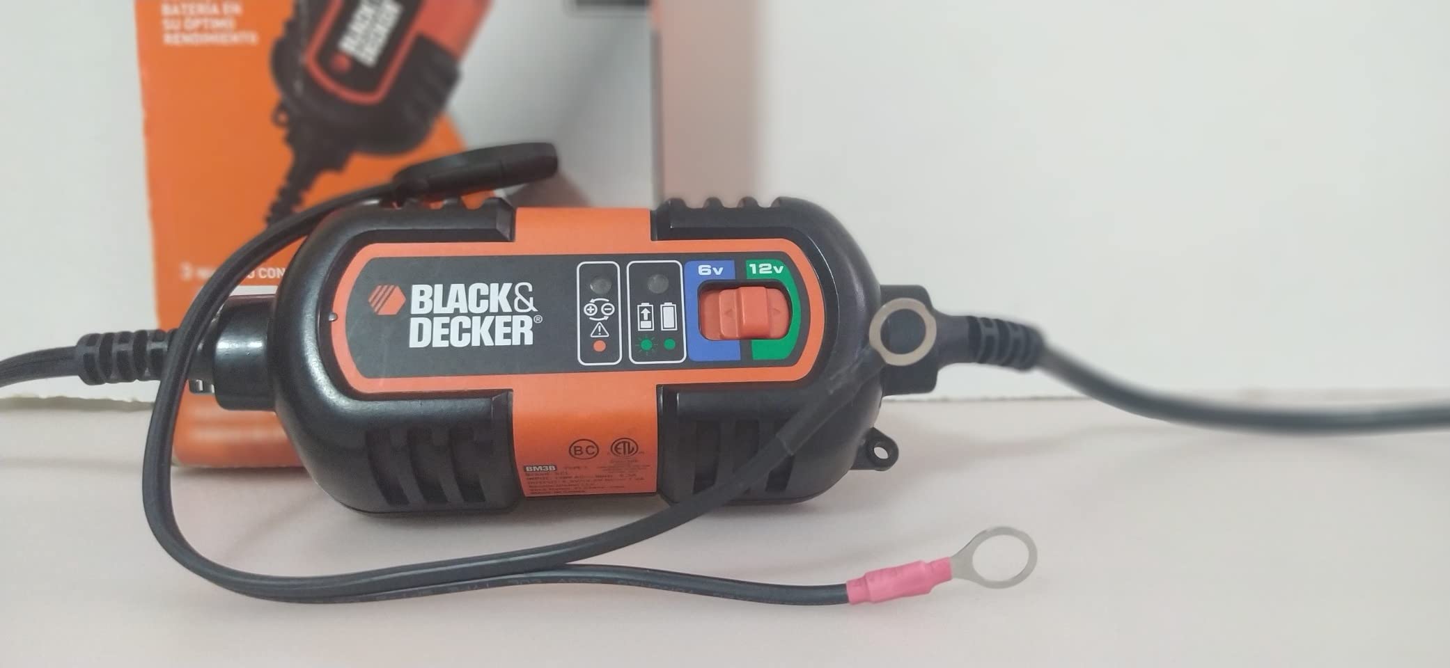BLACK+DECKER BM3B Fully Automatic 6V/12V Battery Charger/Maintainer with Cable Clamps and O-Ring Terminals, Multi, 1.5 Amp customer photo 1