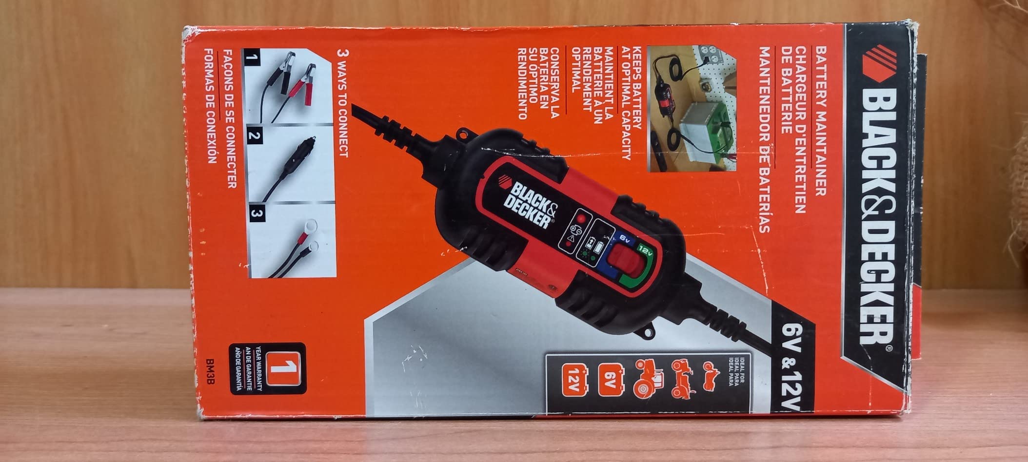BLACK+DECKER BM3B Fully Automatic 6V/12V Battery Charger/Maintainer with Cable Clamps and O-Ring Terminals, Multi, 1.5 Amp customer photo 2