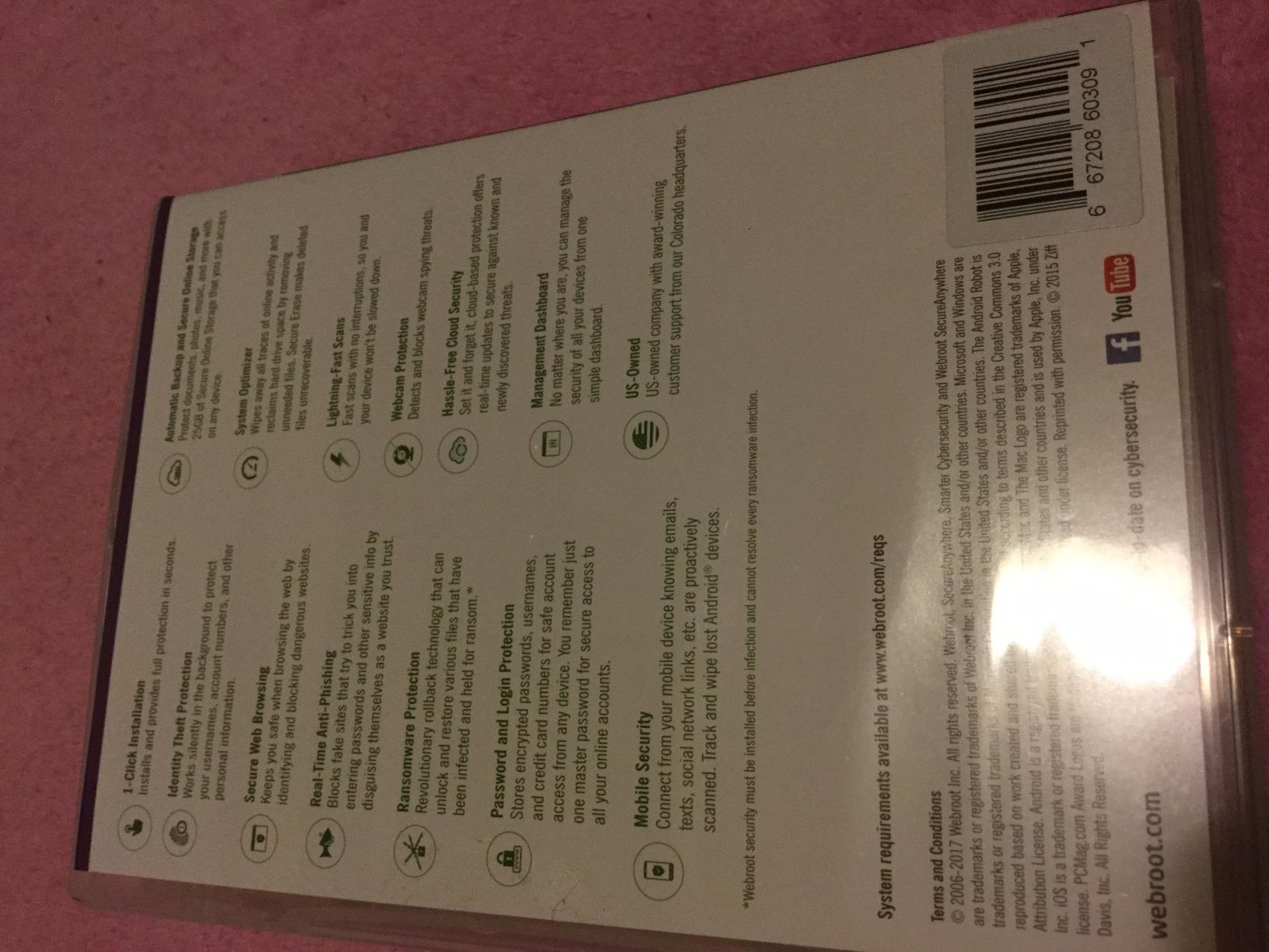Webroot Internet Security Complete | Antivirus Software 2026 | 5 Device | 1 Year Keycard for PC/Mac/Chromebook/Android/IOS + Password Manager, Performance Optimizer and Cloud Backup | Packaged Version customer photo 1