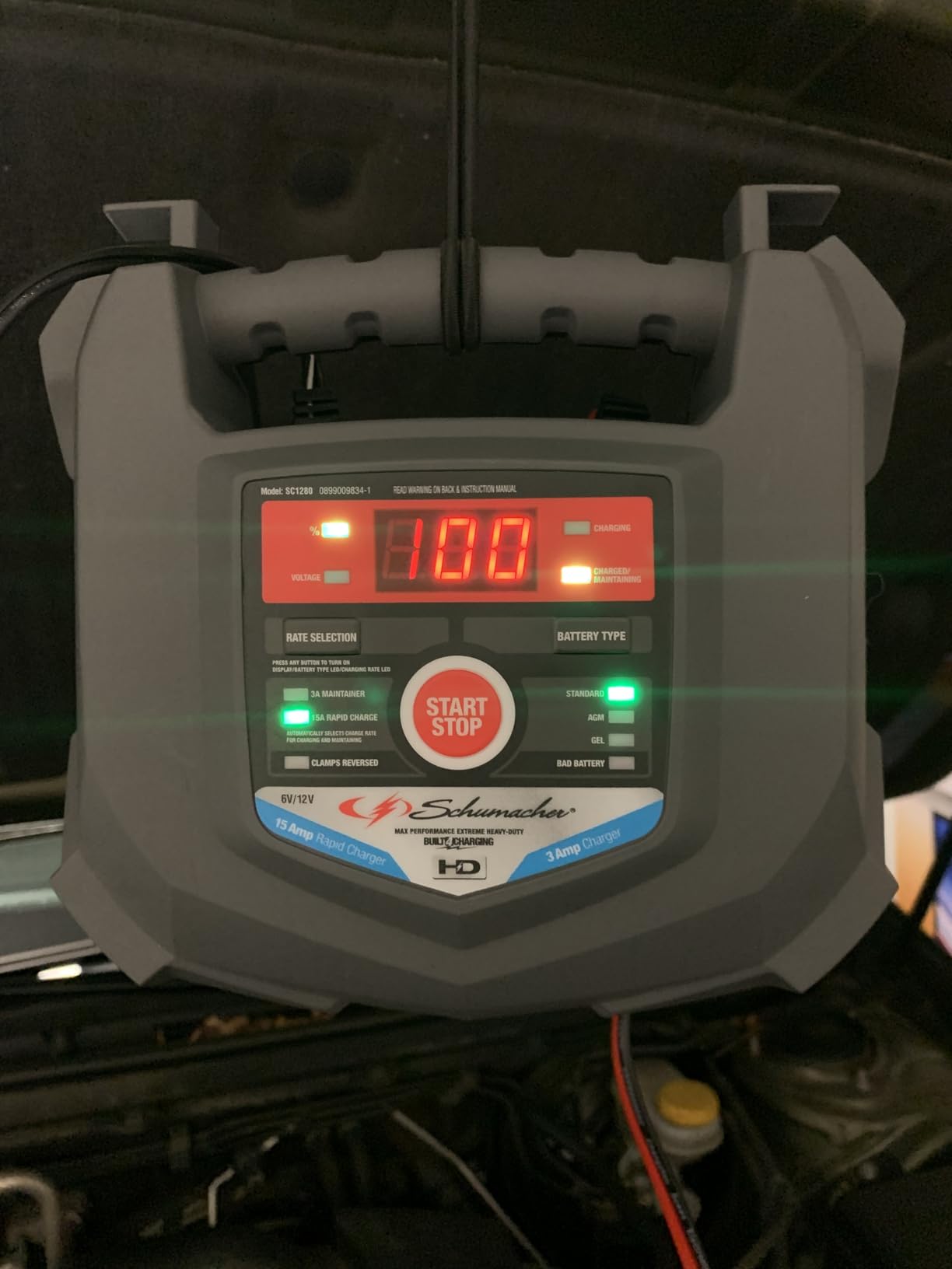 Schumacher Electric Car Battery Charger 12V/6V - Trickle Charger, Maintainer for Automobile & Marine Batteries (AGM/Gel/Deep Cycle) - SC1280 customer photo 2