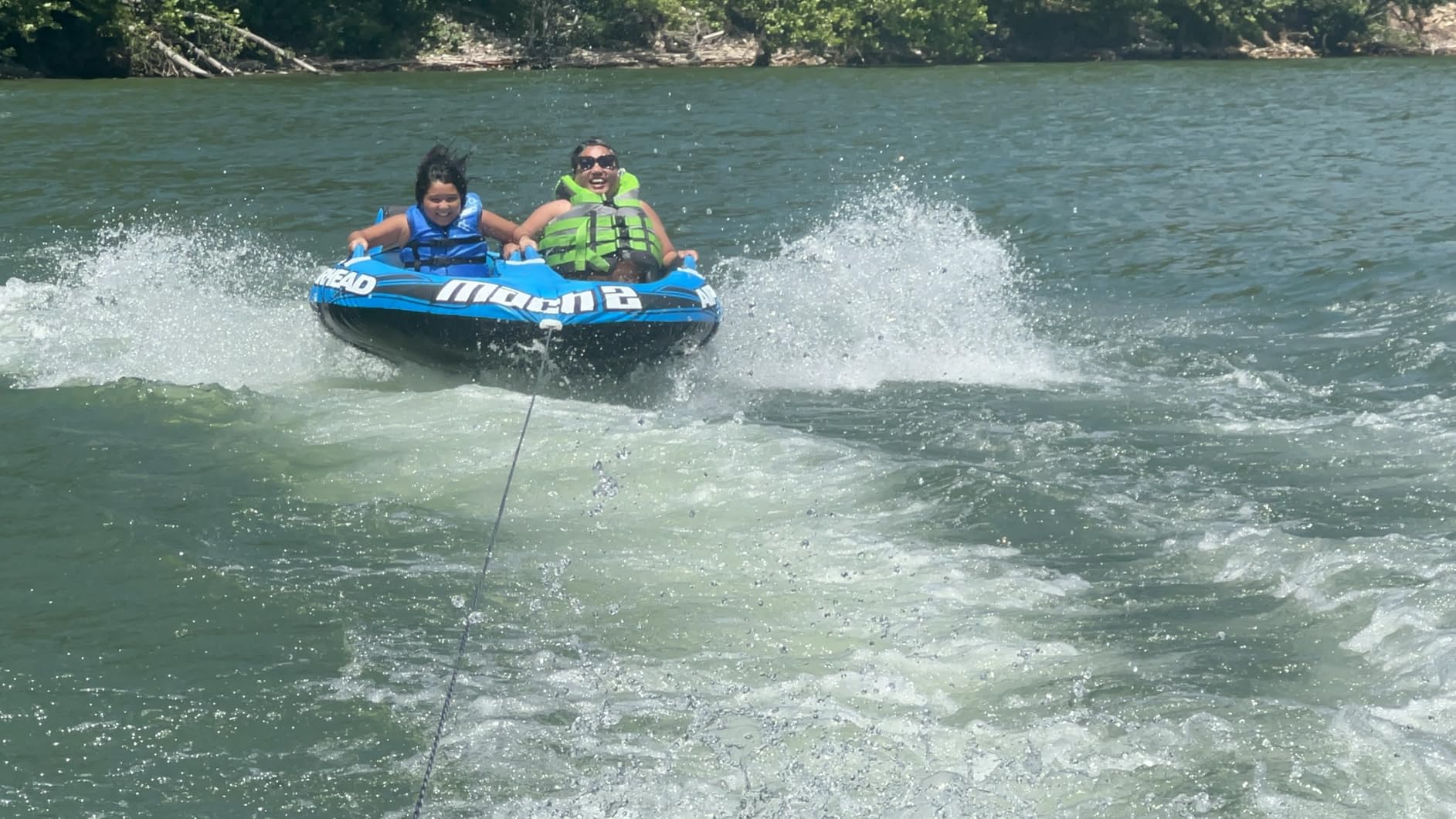 Airhead Mach Towable Tube for Boating, 1-3 Rider Inflatable Boat Tube for Water Tubing, Cockpit Design, Kwik-Connect Tow System, Foam Padded Handles w/Knuckle Guard, Speed Safety Valve customer photo 1