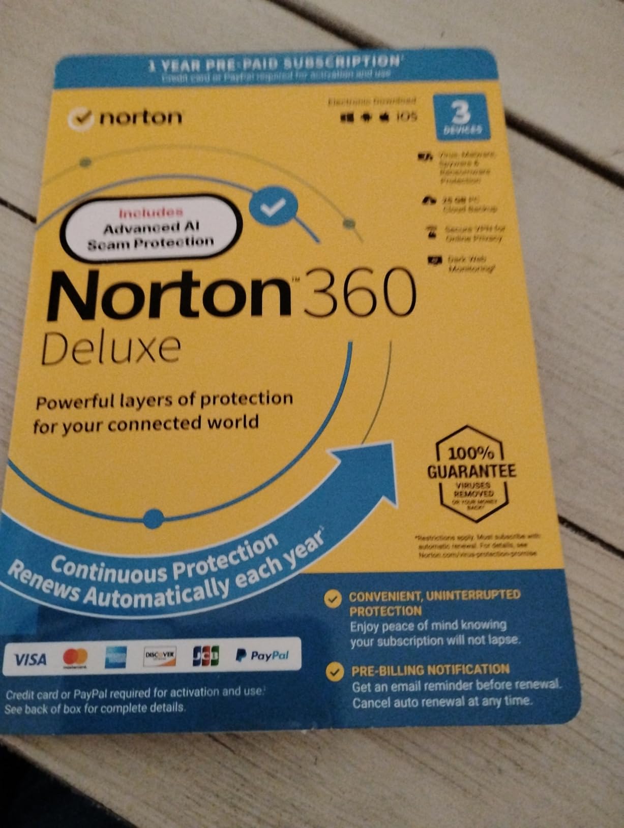 Norton 360 Deluxe, Antivirus software for 3 Devices with Auto-Renewal - Includes Advanced AI Scam Protection, VPN, Dark Web Monitoring & PC Cloud Backup [Key Card] customer photo 2
