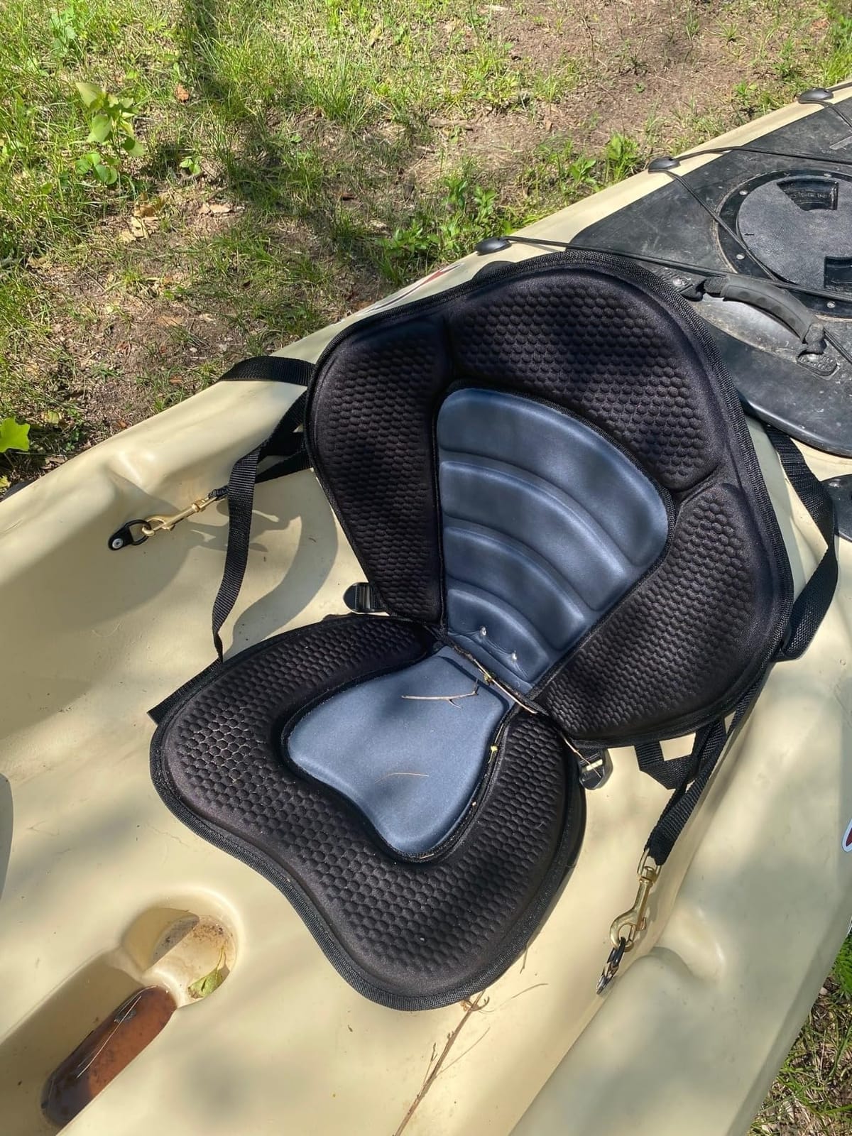 2 Pack of Kayak Seat Deluxe Padded Canoe Backrest Seat Sit On Top Cushioned Back Support SUP Paddle Board Seats with Detachable Storage Bag 4 Adjustable Straps for Kayaking Canoeing Rafting Fishing customer photo 1