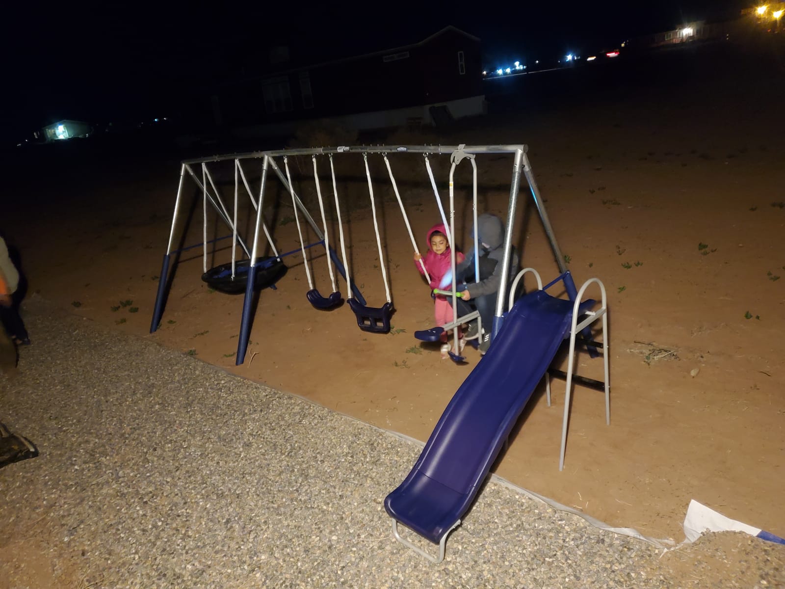 Fun Forever - 8 User Metal Swing Set for Backyard with Slide, 800lbs. Max customer photo 1