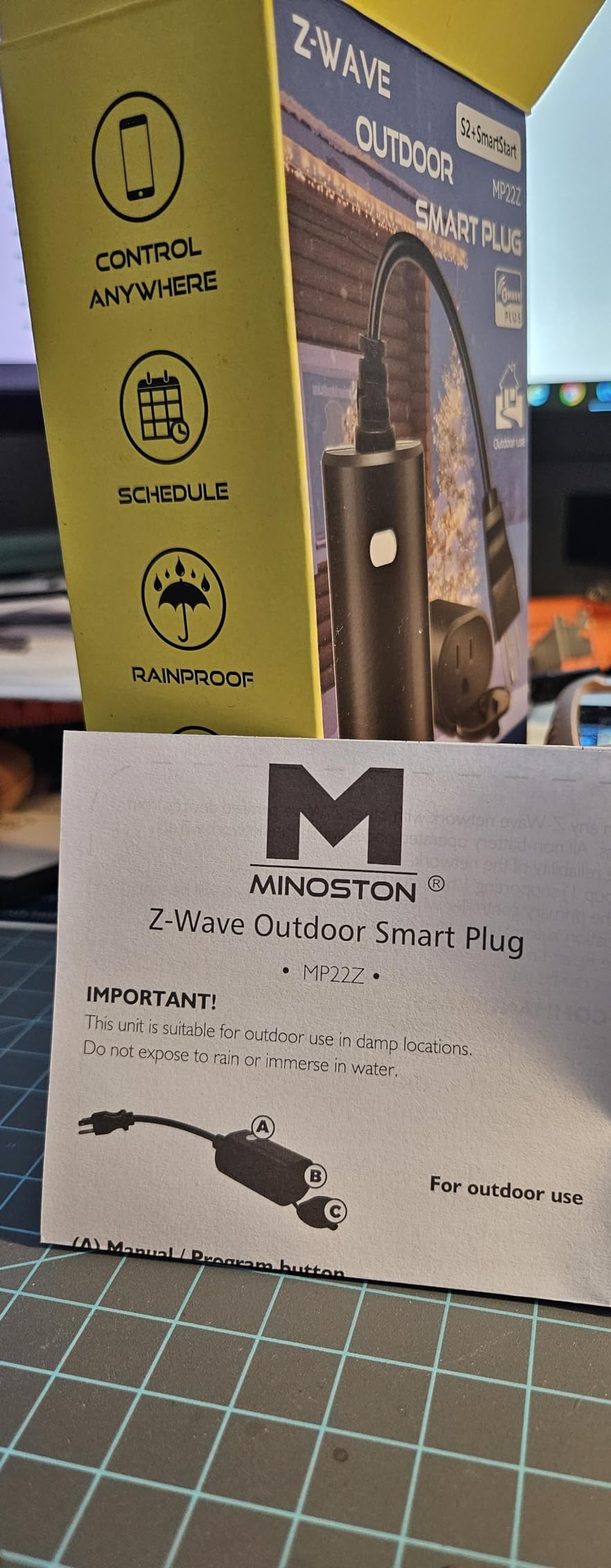 Minoston Zwave Outlet Plug, 800 Series Outdoor Z-Wave LR Smart Plug, On/Off Switch, Z Wave Hub Required, IP65 Weather-Resistant Waterproof, Built-in Repeater, Compatible with SmartThings Black (MP22Z) customer photo 2