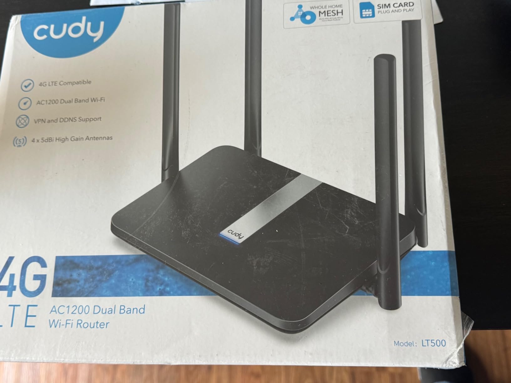 Cudy 4G Cat 4 AC1200 Wi-Fi 5 Router, 4 Fast Ethernet Ports, LT500 | Cat.4 150 Mbps DL, AC1200 wifi 5 (867+300), Nano SIM Slot, VPN full, WAN/WISP/Cellular Failover, Cable Incl customer photo 1