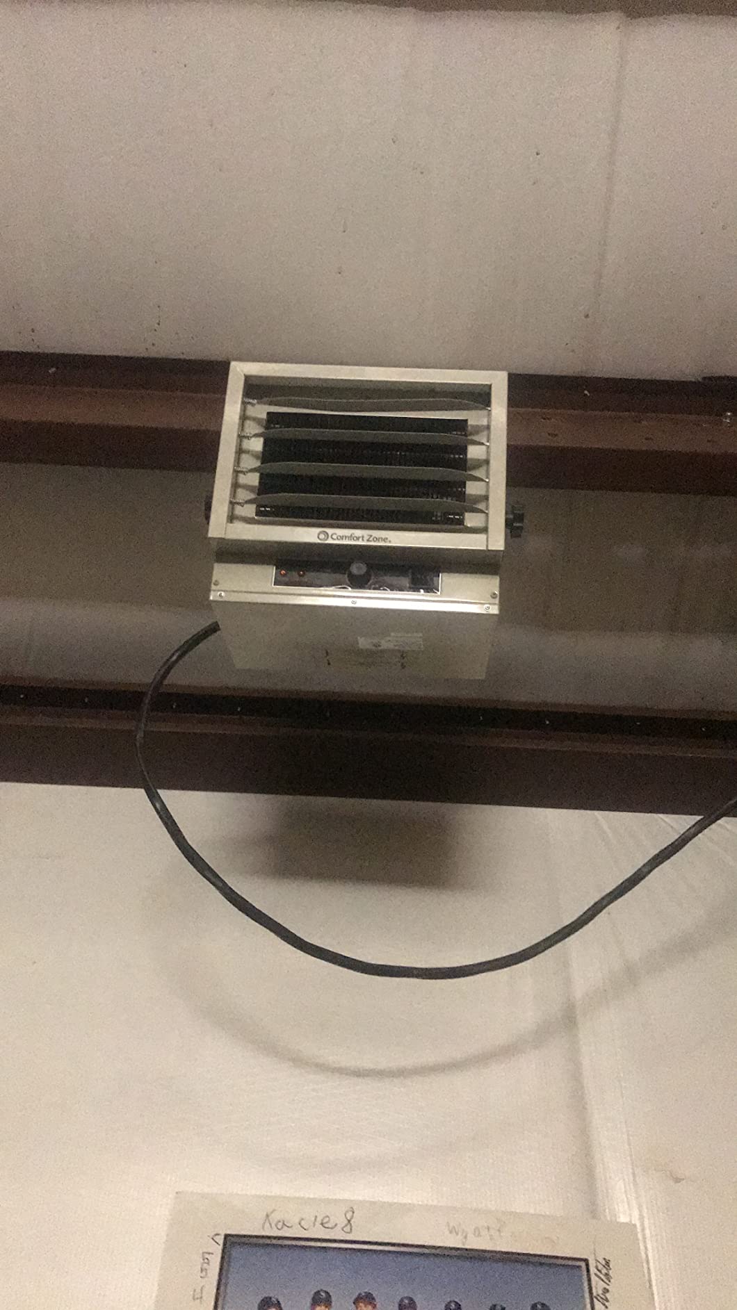 Comfort Zone Hard-Wired Ceiling Mount Garage Electric Space Heater, Fan-Forced, 5,000 watt, 240 volt, Overheat Protection, Thermal Cut-Out Switch, Ideal for Workshop & Garage, ETL Compliant, CZ220BK customer photo 1