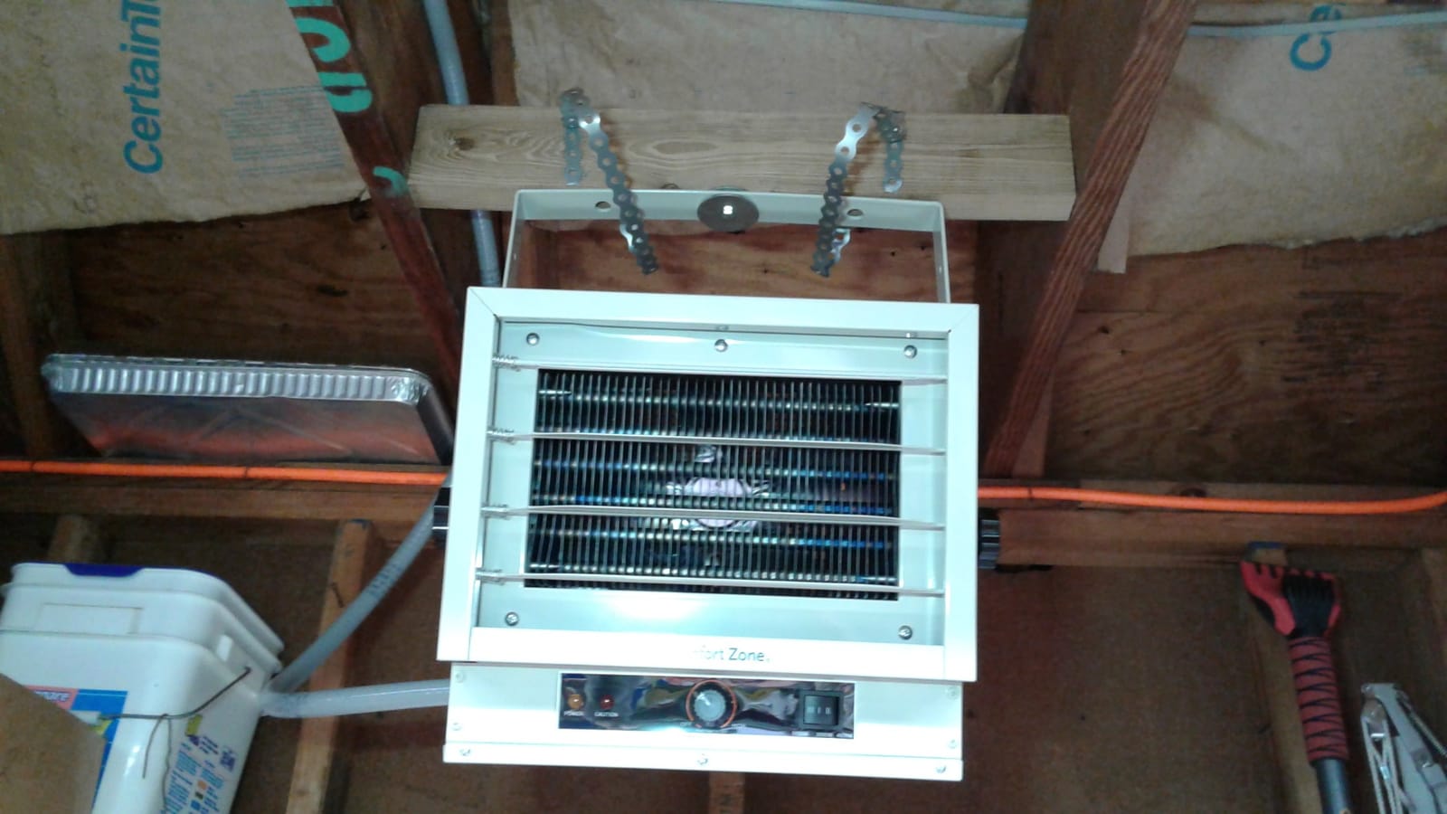 Comfort Zone Hard-Wired Ceiling Mount Garage Electric Space Heater, Fan-Forced, 5,000 watt, 240 volt, Overheat Protection, Thermal Cut-Out Switch, Ideal for Workshop & Garage, ETL Compliant, CZ220BK customer photo 2
