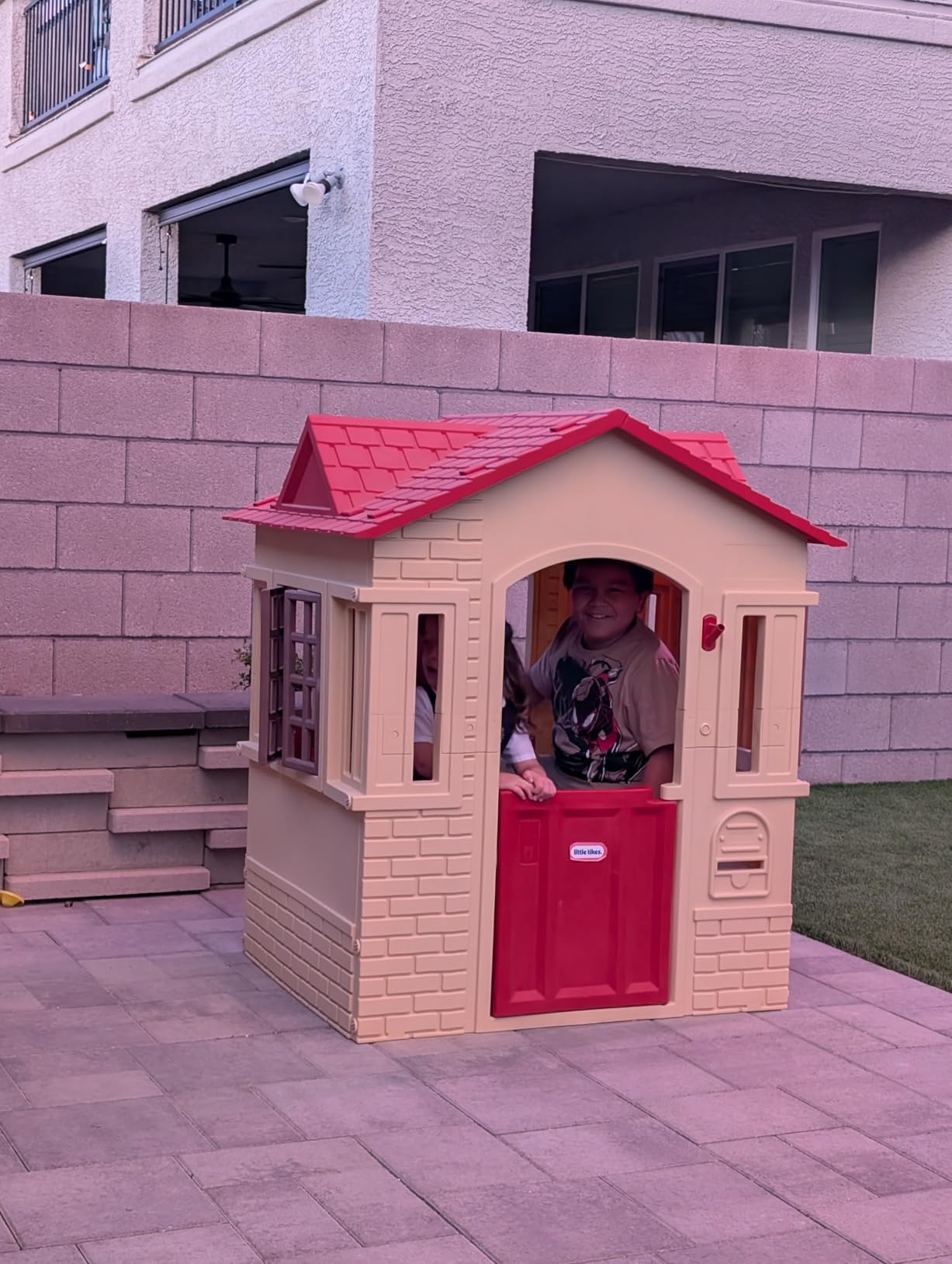 Lifetime Heavy Duty Plastic Outdoor Playhouse, 6ft x 6ft x 7 ft Tall, Beige & Blue customer photo 1