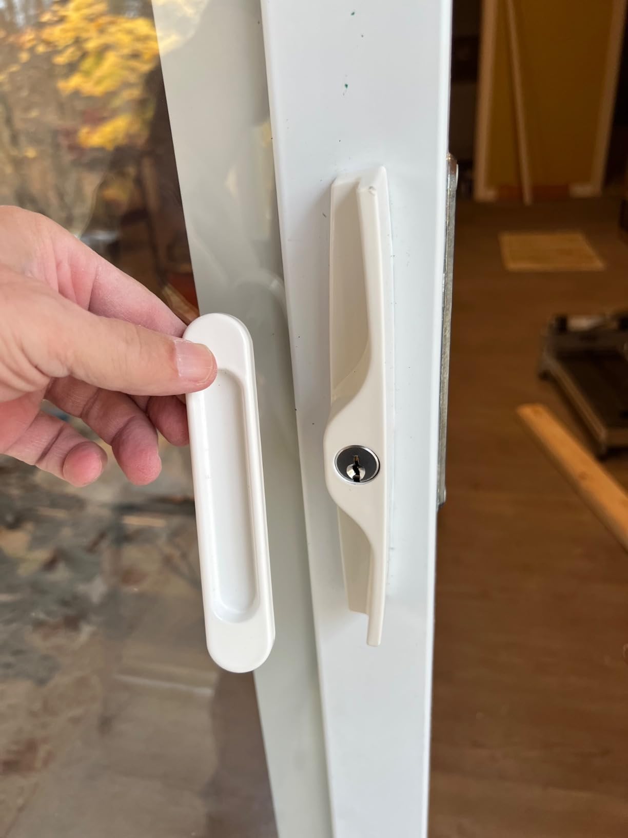 Sliding Patio Door Handle Set with Key Cylinder and Mortise Lock, Full Replacement Handle Lock Set Fits Door Thickness from 1-1/2