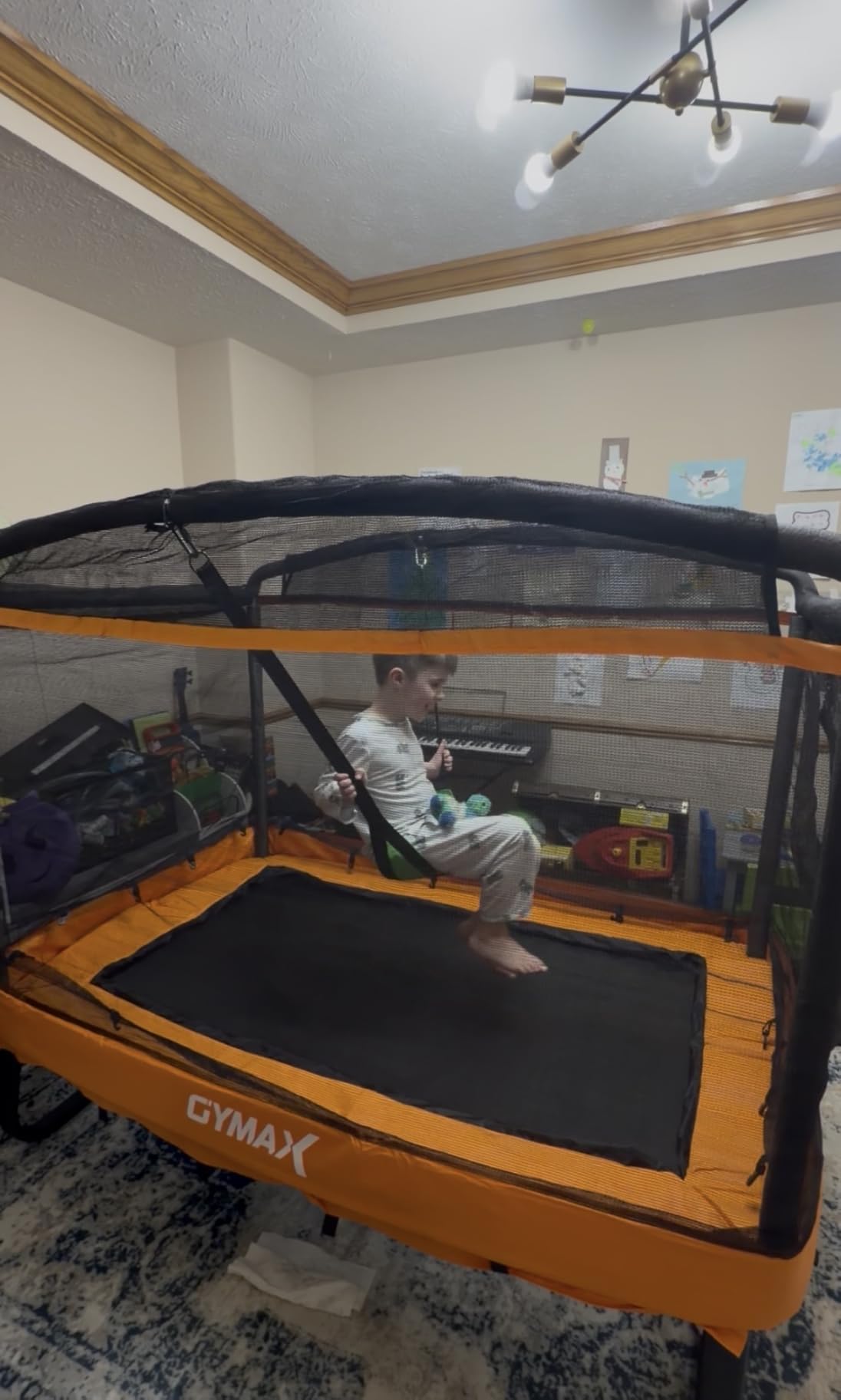 GYMAX Trampoline for Kids, 6FT Toddler Trampoline with Swing & Enclosure Safety Net, ASTM Approved Rectangle Recreational Trampoline for Indoor/Outdoor, Birthday for Baby Boys & Girls customer photo 2