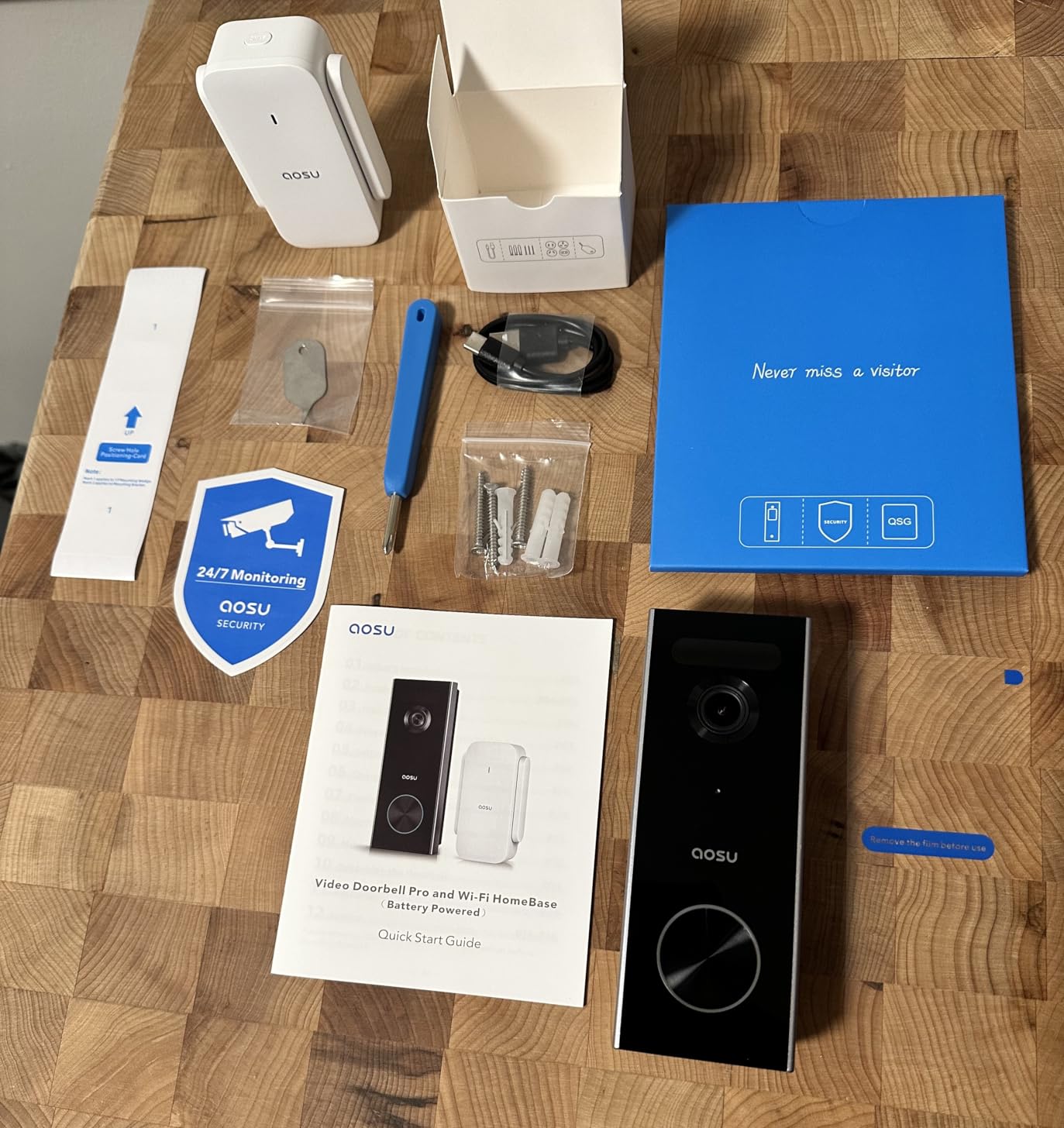 aosu 2K Wireless Doorbell Camera with aosuBase, Battery Powered, 2.4G WiFi | AI Human Detection, 166° Ultra-Wide Angle, Local Storage, 2.4GHz WiFi, Works with Alexa & Google Assistant customer photo 1