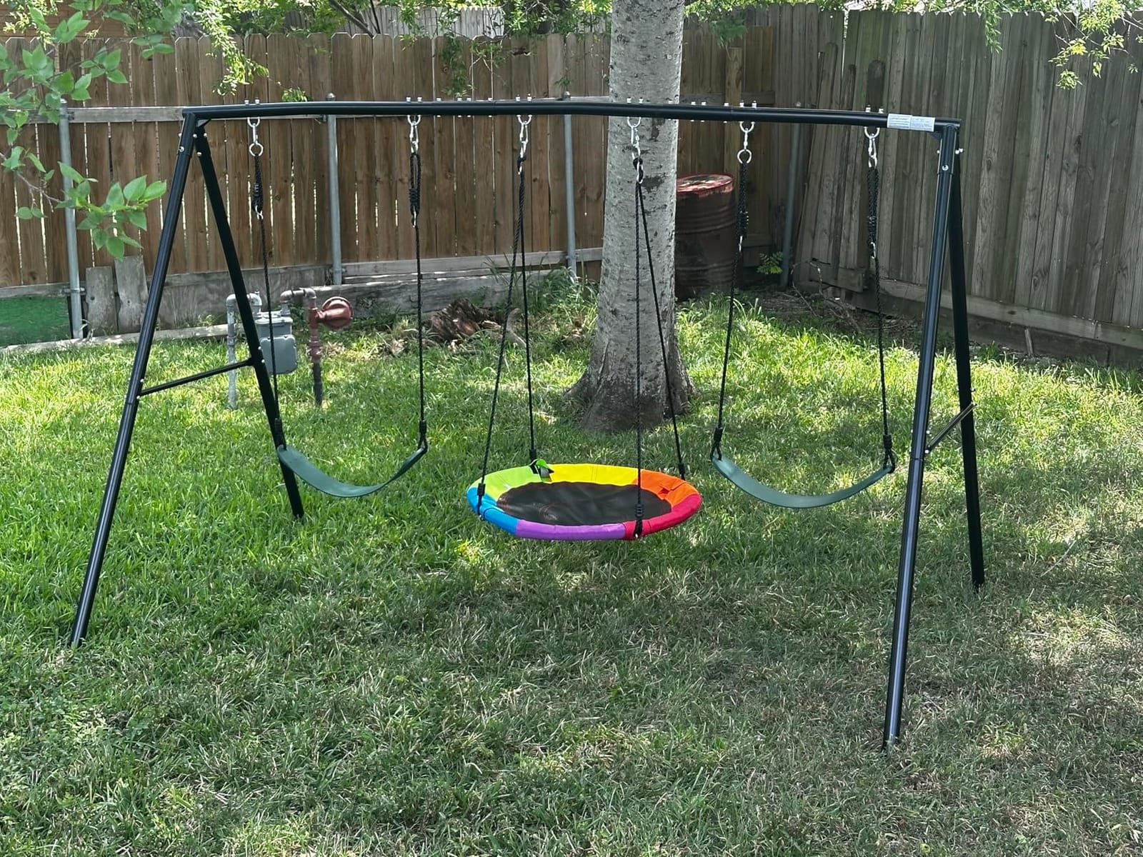 Hapfan 3 Seat Swing Set for Backyard with Saucer & Belt Swings customer photo 2