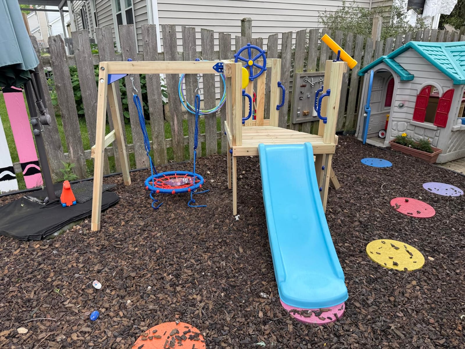 Outsunny Swing Set for Backyard Wooden Toddler Playset Ages 1.5-4 Natural customer photo 1