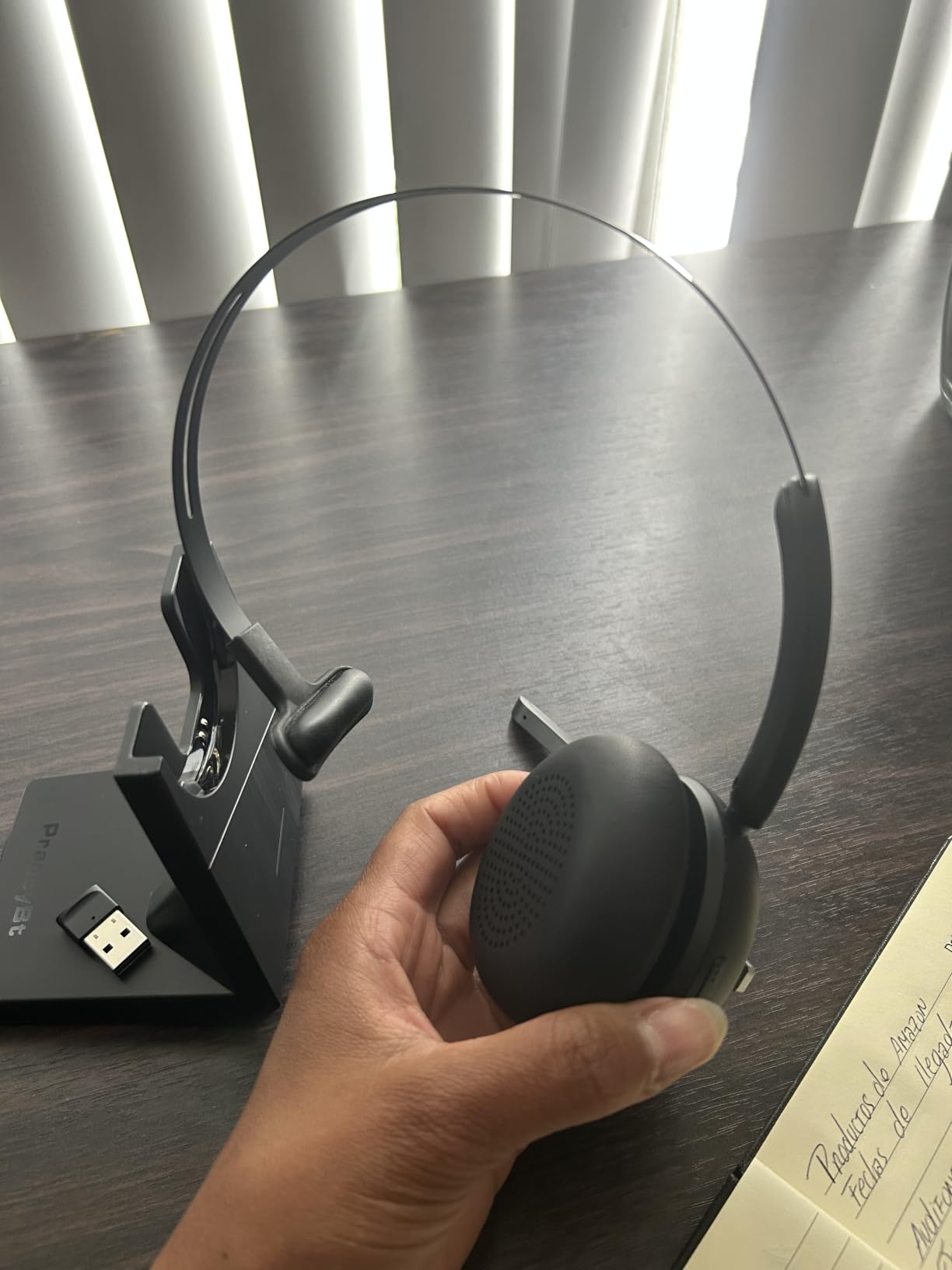 Bluetooth Headset, Wireless Headset with Microphone for PC, V5.2 Computer Headset with Noise Cancelling Mic, USB Dongle, Charging Base & Mute Button for Work, Cell Phones, Computer (Black) customer photo 2