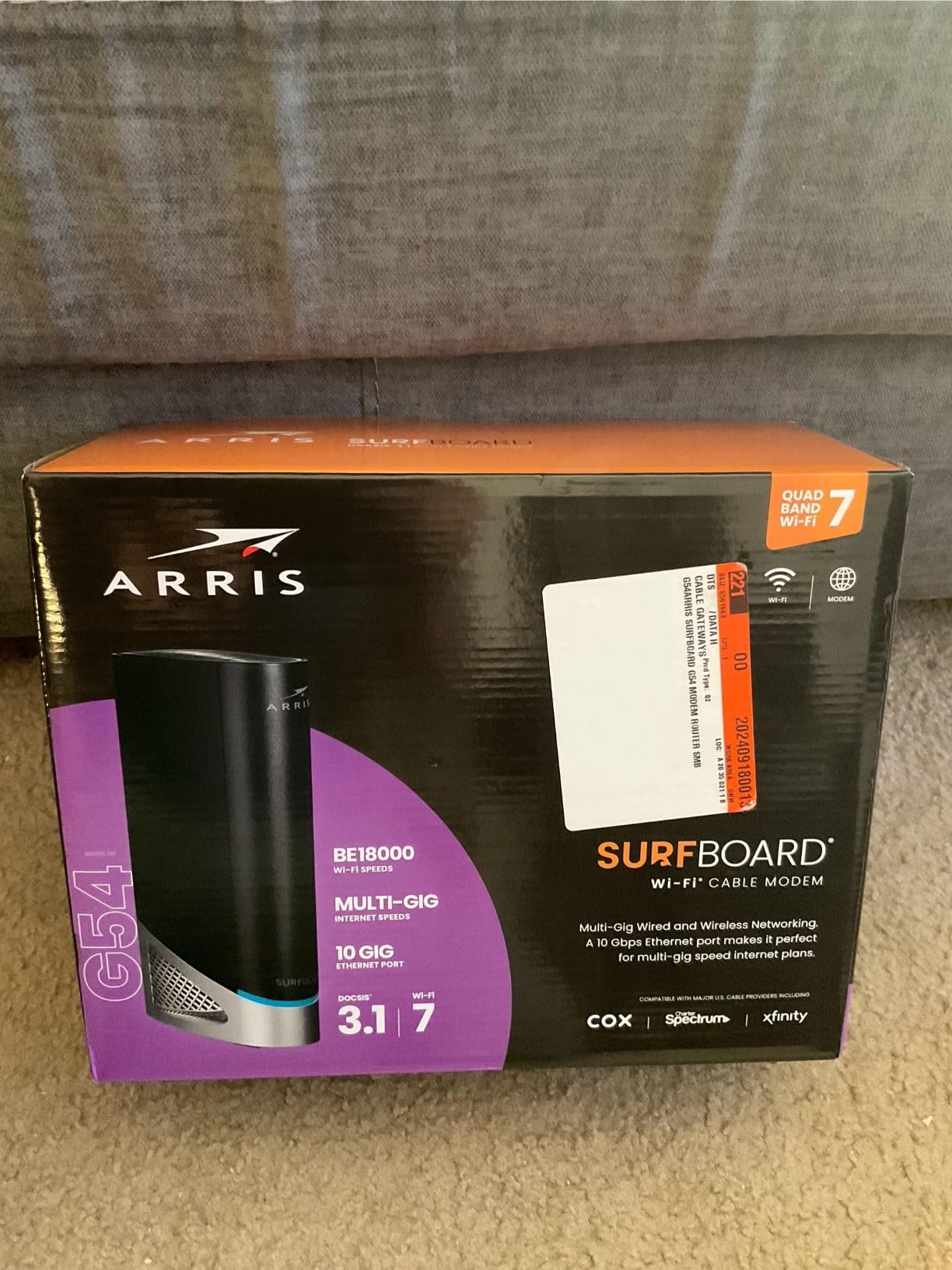 ARRIS Surfboard G54 DOCSIS 3.1 Multi-Gig Modem & Wi-Fi 7 Router | BE18000 | Supports plans up to 10 Gbps; quad-band Wi-Fi 7 covers 5,000 sq ft; 10 GbE + four 1 GbE ports; Xfinity, Cox, Spectrum. customer photo 1