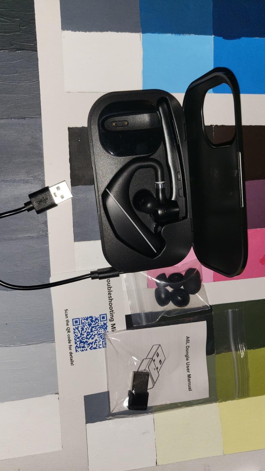 EKVANBEL Bluetooth Headset V5.3, Wireless Earpiece with 1000mAh Charging Case, 96H Talktime, Hands Free Noise Canceling Headphones with Dual-Mic for Computer Cell Phones Trucker Home Office Work customer photo 1