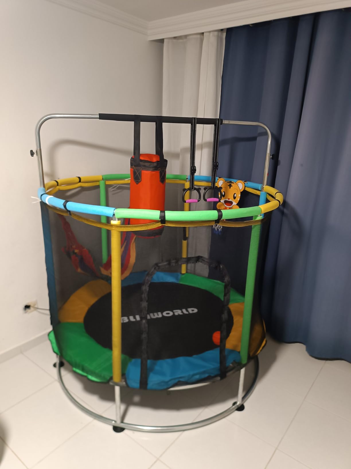 Trampoline for Kids, Adjustable Baby Toddler Trampoline with Basketball Hoop, Round Bottom Indoor Outdoor Toddler with Enclosure customer photo 2