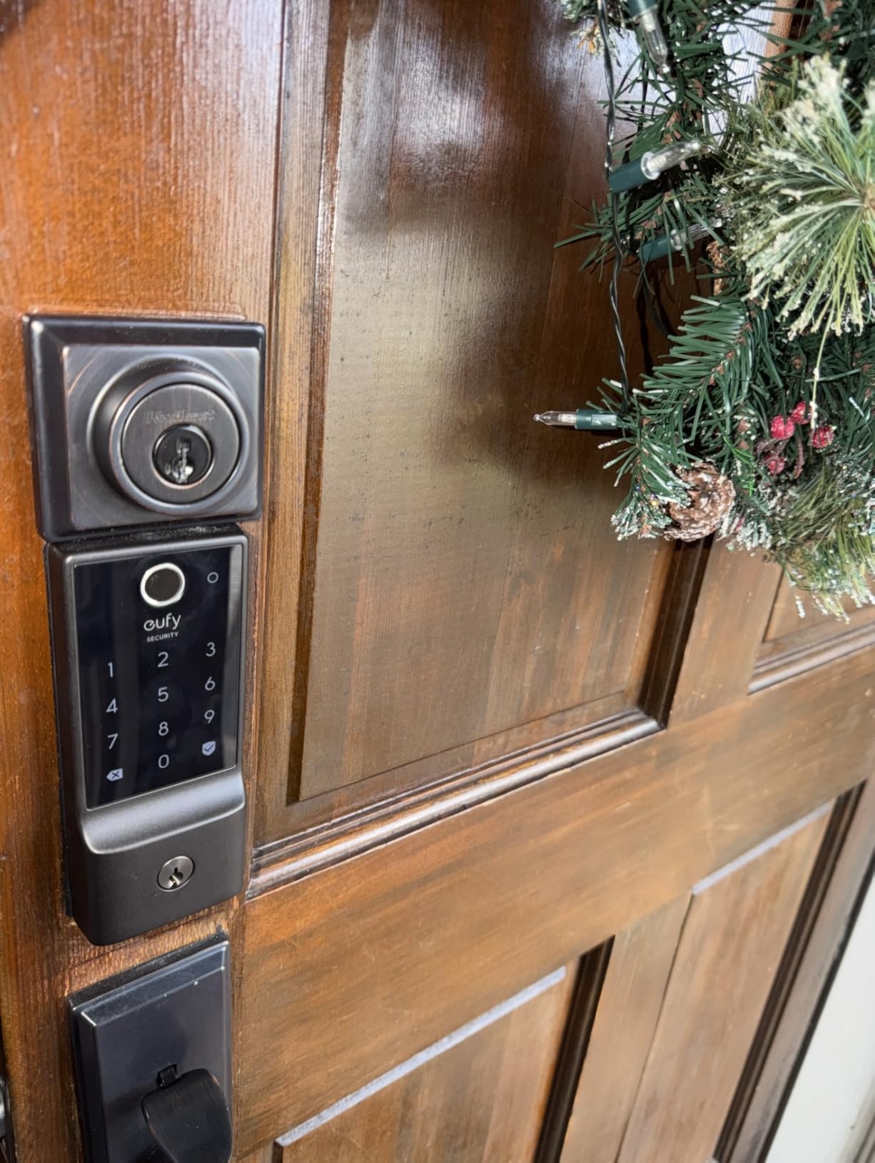 eufy Security Smart Lock C220, Fingerprint Keyless Entry Door Lock | Built-in Wi-Fi, App Remote Control, Up to 8-Month Battery, Front Door Smart Lock Deadbolt, IP53 Rated, BHMA Grade 3, Nickel customer photo 1
