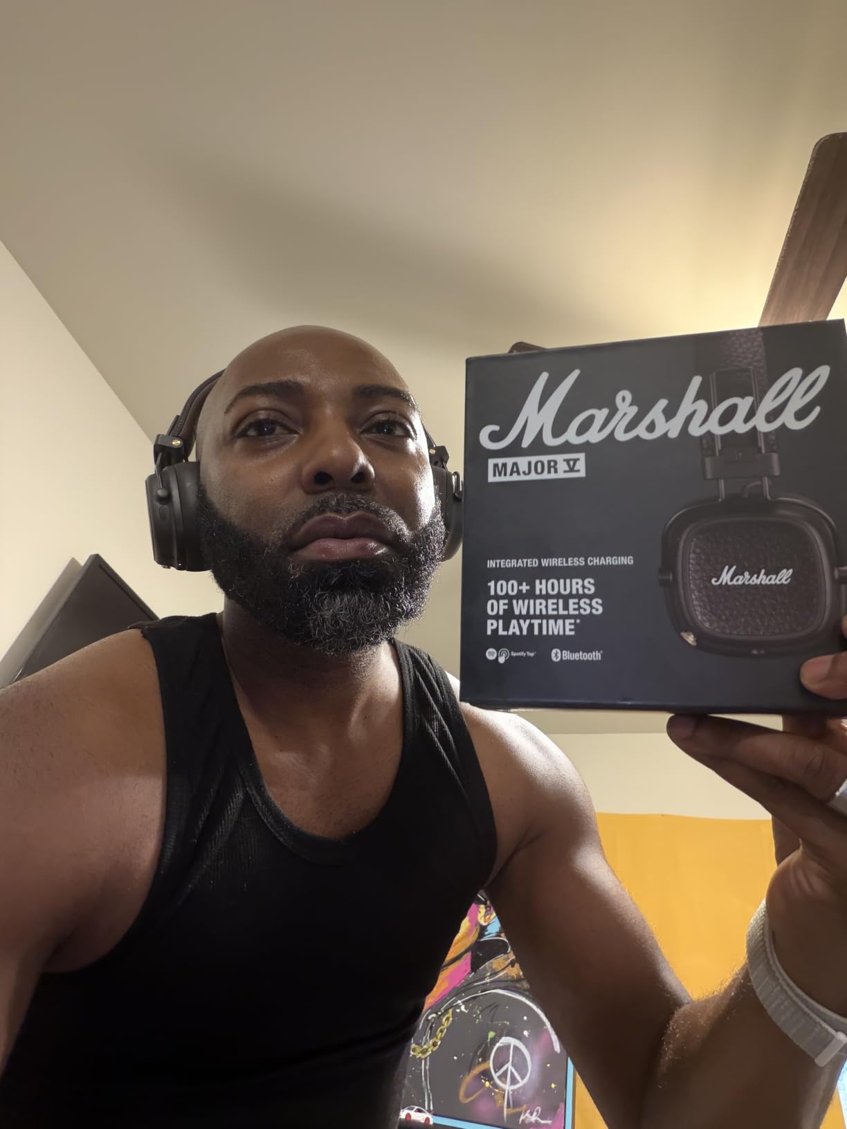 Marshall Major V Wireless On-Ear Bluetooth Headphones - Black | 100+ Hr Playtime | Microphone for Calls | Lightweight Foldable Design for Travel | Detachable Audio Cable customer photo 2