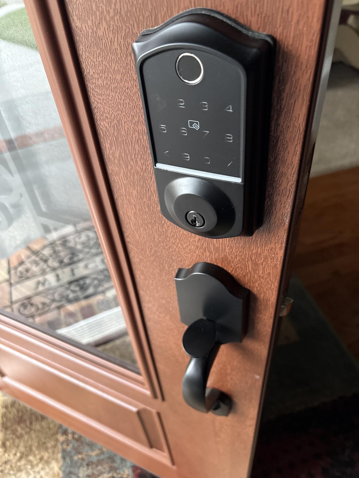 Veise VE017-H 8-in-1 Fingerprint Smart Front Door Lock Set, Matte Black | App Control, Remote Access Sharing, Touchscreen Keypad Deadbolt, Zinc Alloy, Emergency Power Port, Auto Lock, Easy Install customer photo 1
