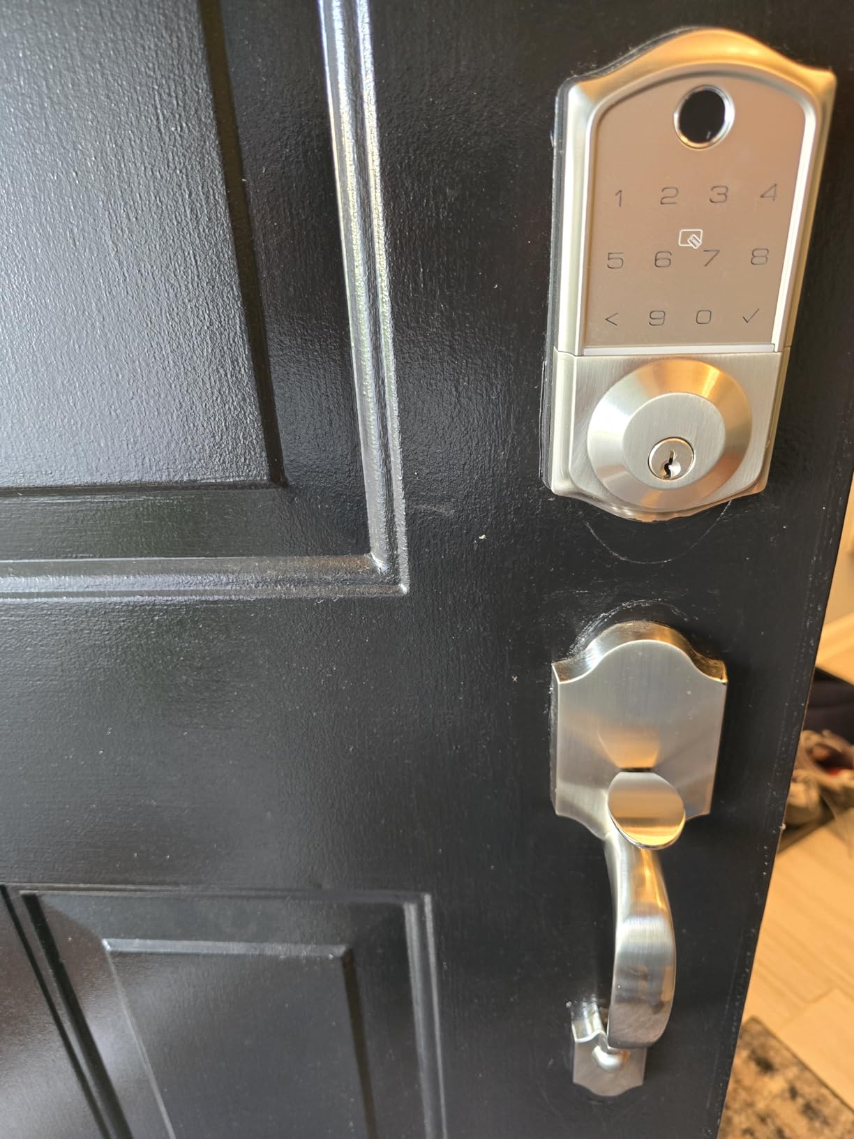 Veise VE017-H 8-in-1 Fingerprint Smart Front Door Lock Set, Matte Black | App Control, Remote Access Sharing, Touchscreen Keypad Deadbolt, Zinc Alloy, Emergency Power Port, Auto Lock, Easy Install customer photo 2