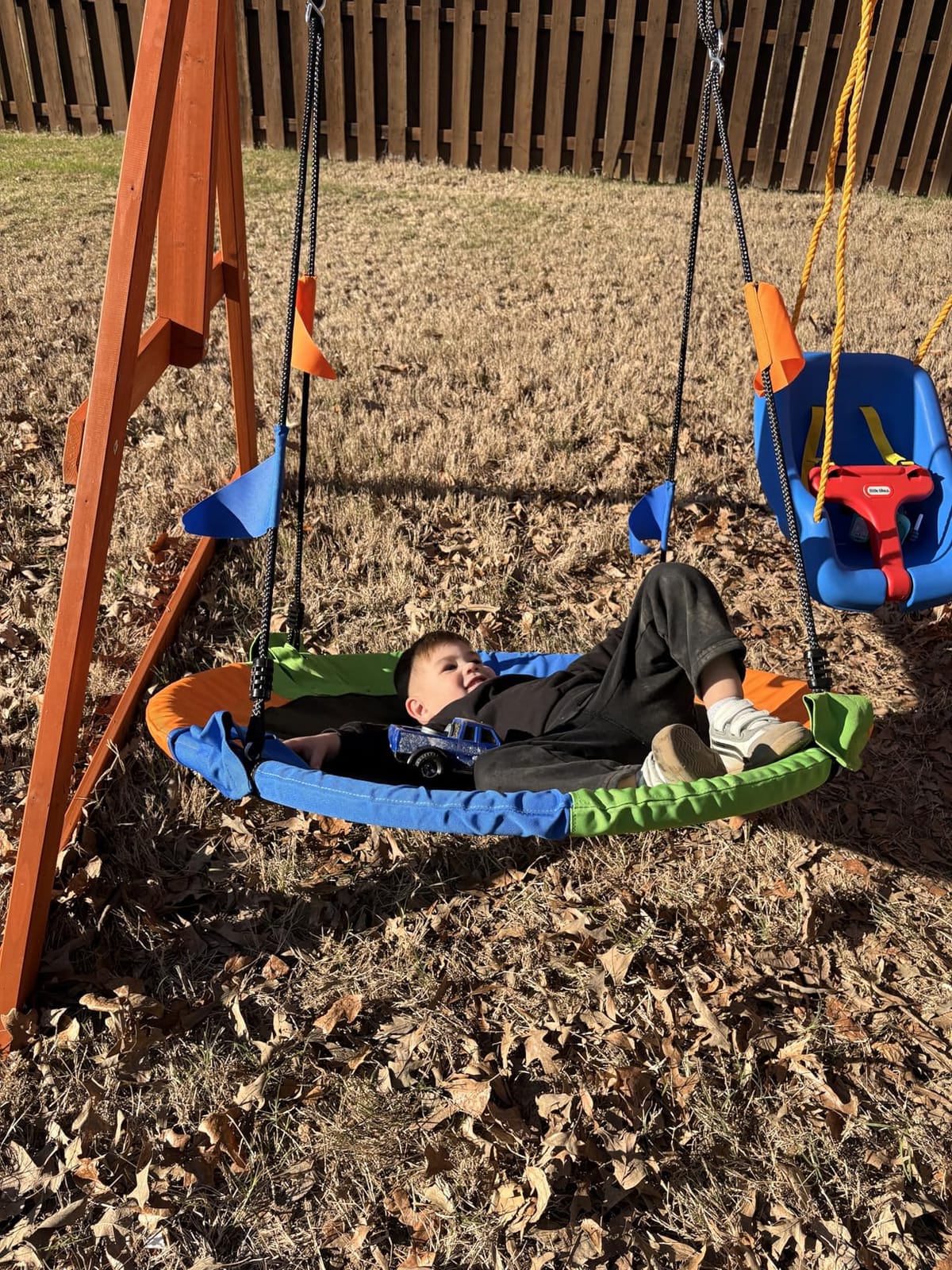 ROBUD Swing Sets for Backyard, Wooden Swing Set customer photo 2