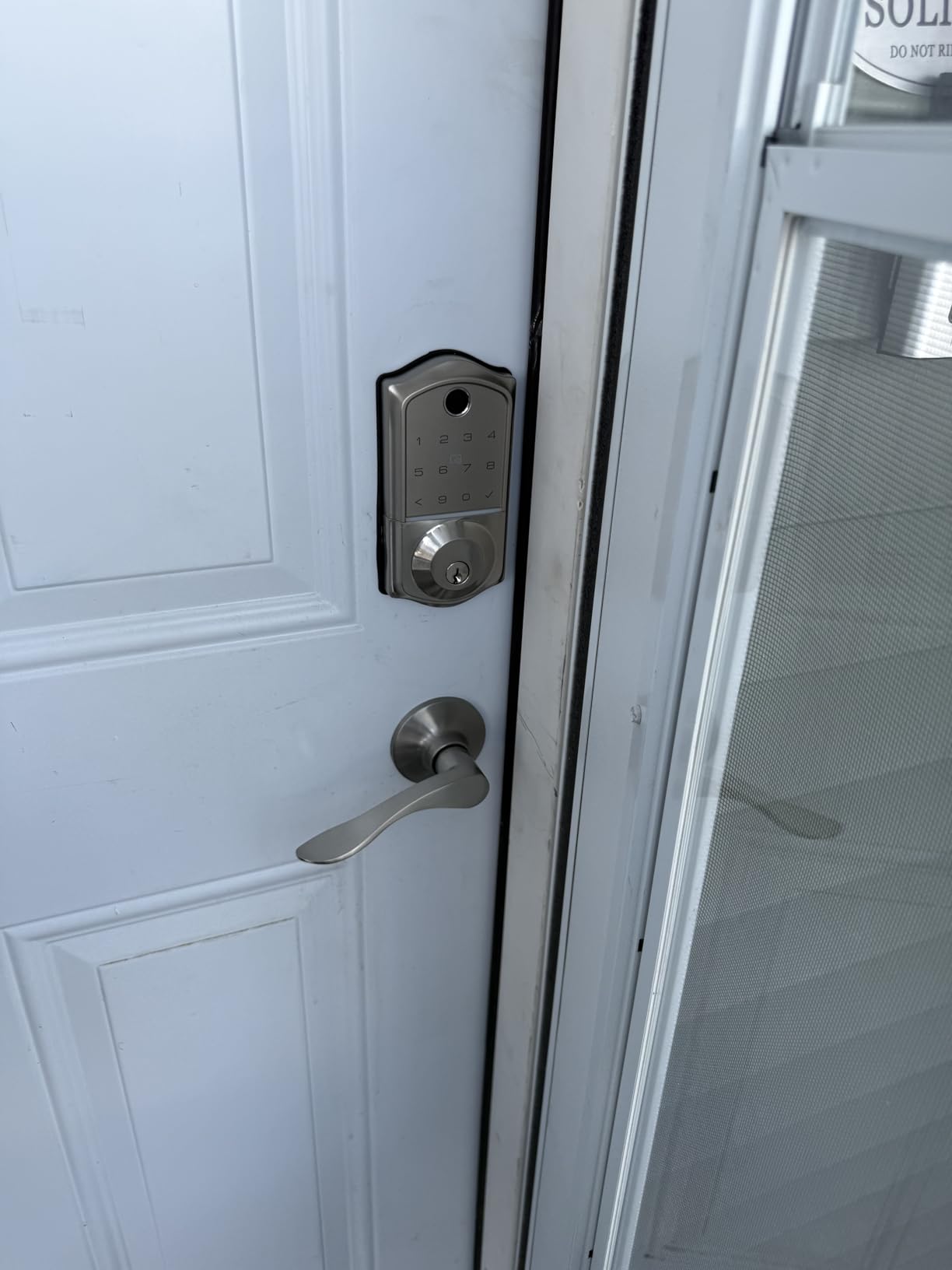 Veise VE017-L Fingerprint Smart Lock with 2 Lever Handle Set, Satin Nickel | App Control, Remote Access Sharing, Key Fob, Auto Lock, Backlit Touchscreen Keypad Deadbolt, IP55 Waterproof, for Front Door customer photo 1