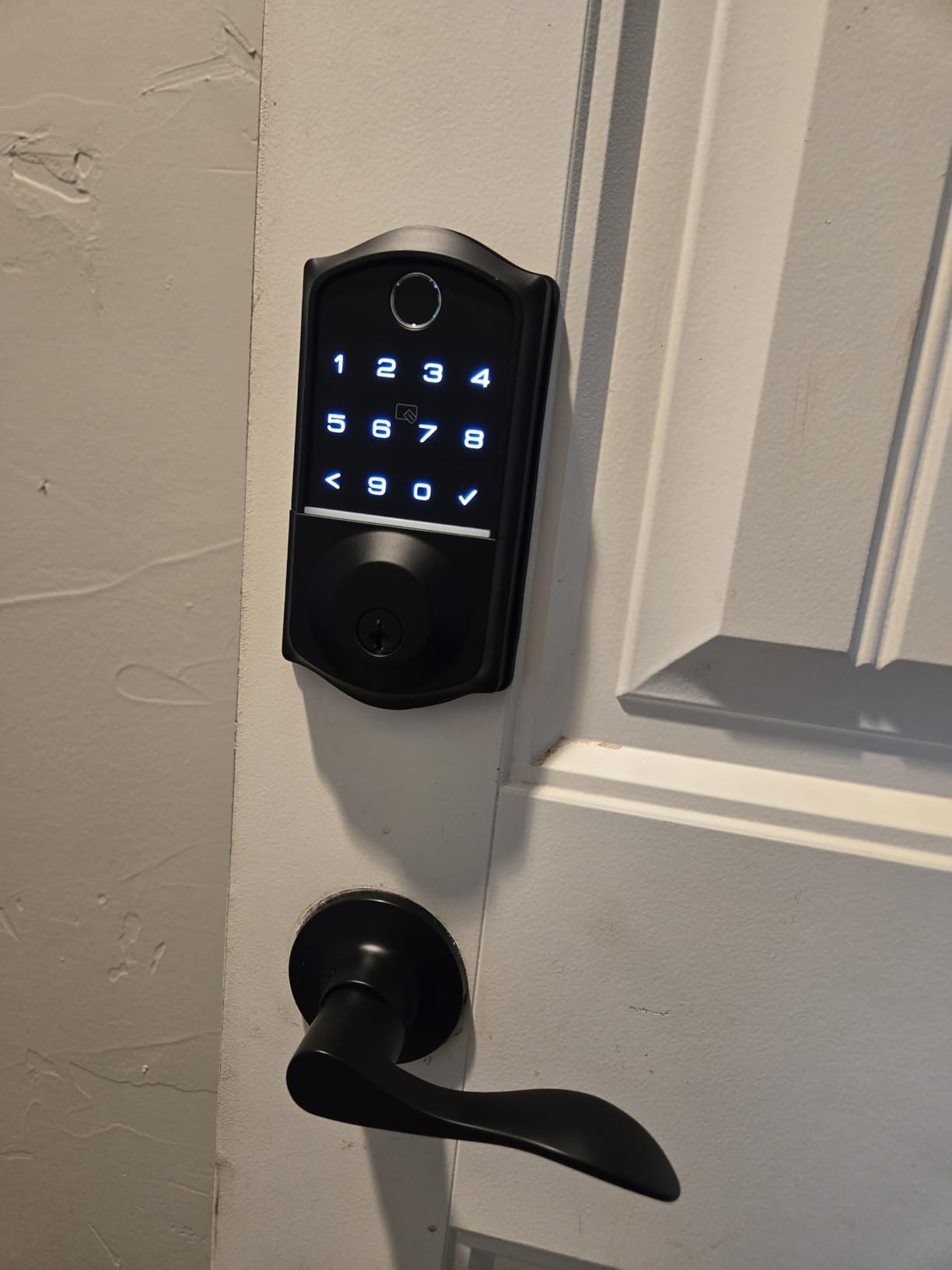 Veise VE017-L Fingerprint Smart Lock with 2 Lever Handle Set, Satin Nickel | App Control, Remote Access Sharing, Key Fob, Auto Lock, Backlit Touchscreen Keypad Deadbolt, IP55 Waterproof, for Front Door customer photo 2