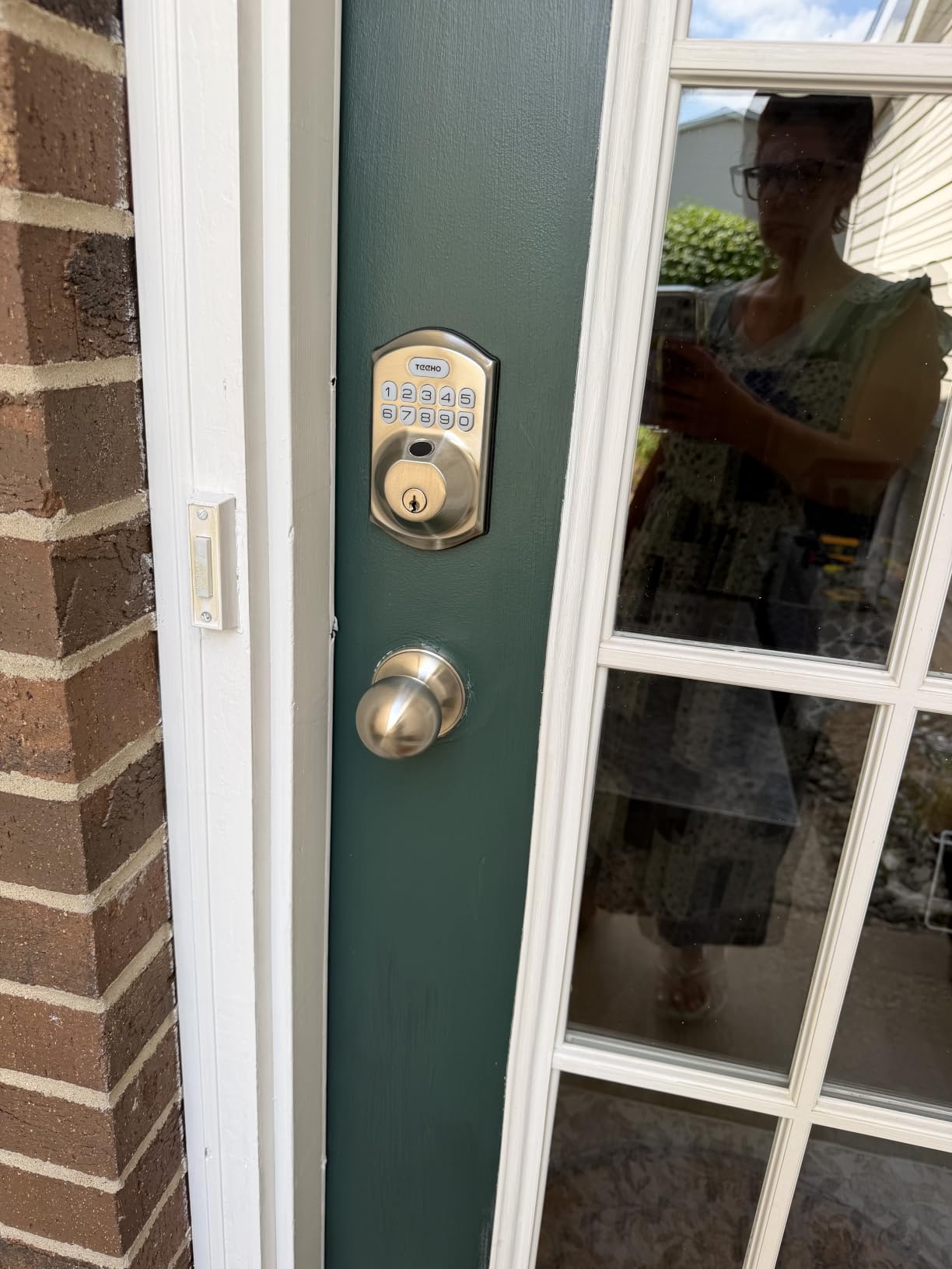 TEEHO TE012W WiFi Fingerprint Smart Door Lock for Front Door, Satin Nickle | App Remote Unlock, Fast Fingerprint, ANSI Grade 3 Security, IP55 Waterproof, Low Battery Alert, 2 Backup Keys, Easy Install customer photo 1