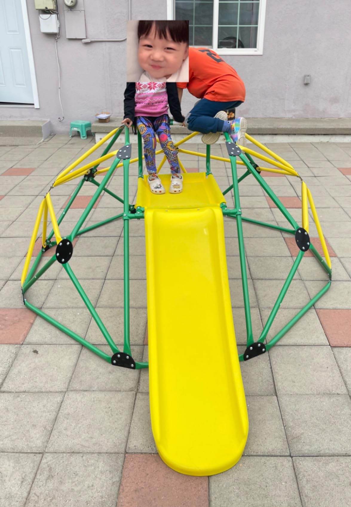Olakids Climbing Dome with Slide, Kids Outdoor Jungle Gym Geometric Dome Climber, Steel Frame, 8FT Climb Structure Backyard Playground Center Equipment for Toddlers customer photo 1