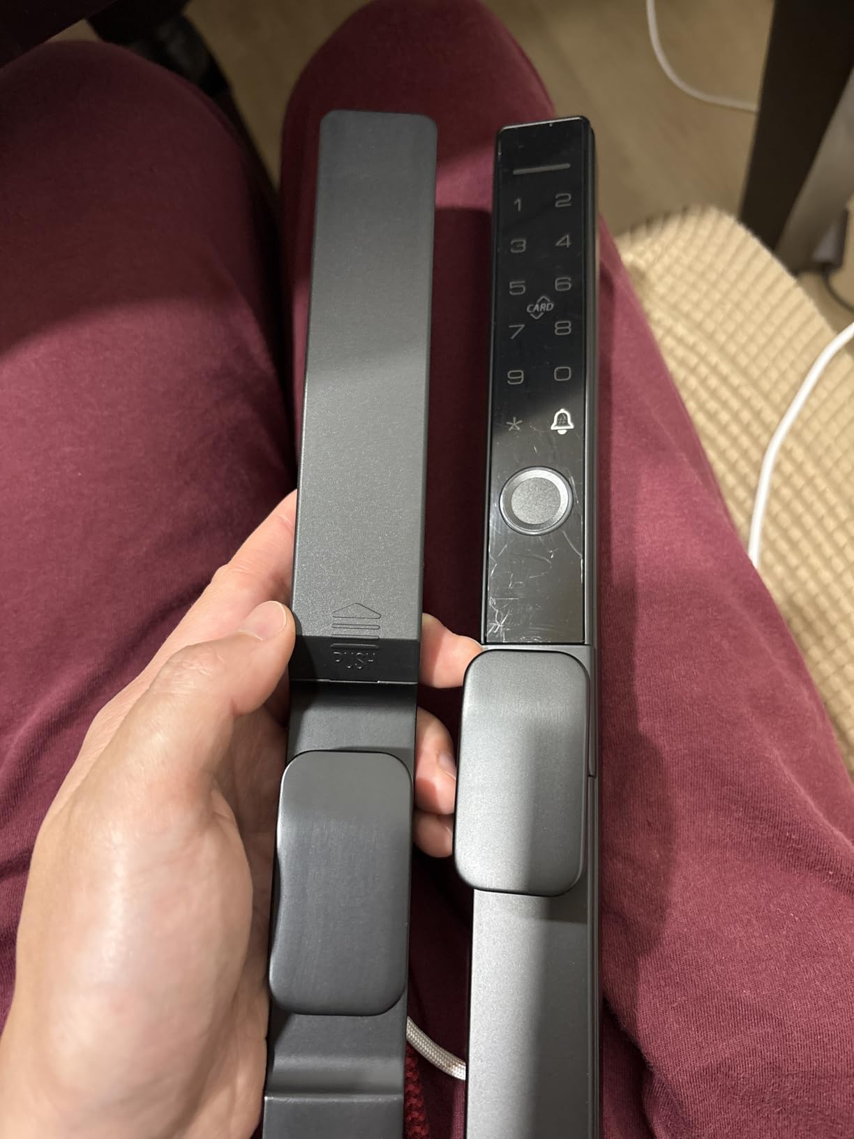 Slim Sliding Glass Door Lock, Sliding Door Lock with Fingerprint Remote APP Keypad RFID Key Electronic Digital Biometric Mortise Smart Lock for Double Hook Patio Sliding Door customer photo 2