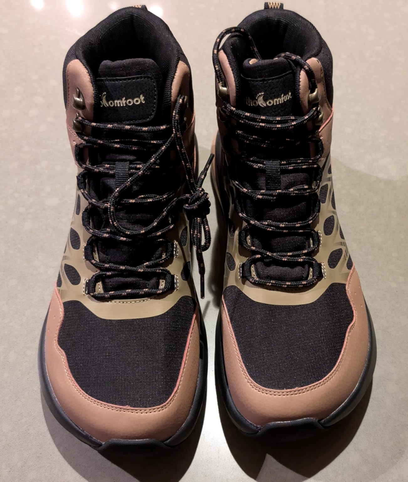 Men's Orthopedic Wide Waterproof Hiking Boots: Comfortable Plantar Fasciitis Work Walking Running Trekking Shoes, Orthotic Non Slip Adventures Ankle Support Trail Mid Boots for Foot Pain Relief customer photo 1