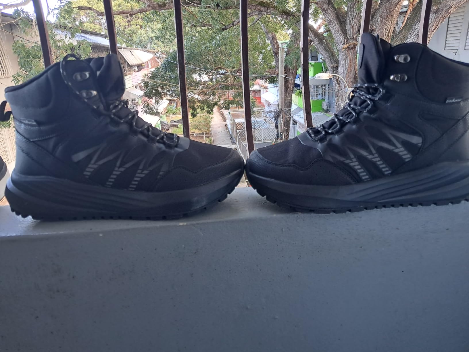 Men's Orthopedic Wide Waterproof Hiking Boots: Comfortable Plantar Fasciitis Work Walking Running Trekking Shoes, Orthotic Non Slip Adventures Ankle Support Trail Mid Boots for Foot Pain Relief customer photo 2