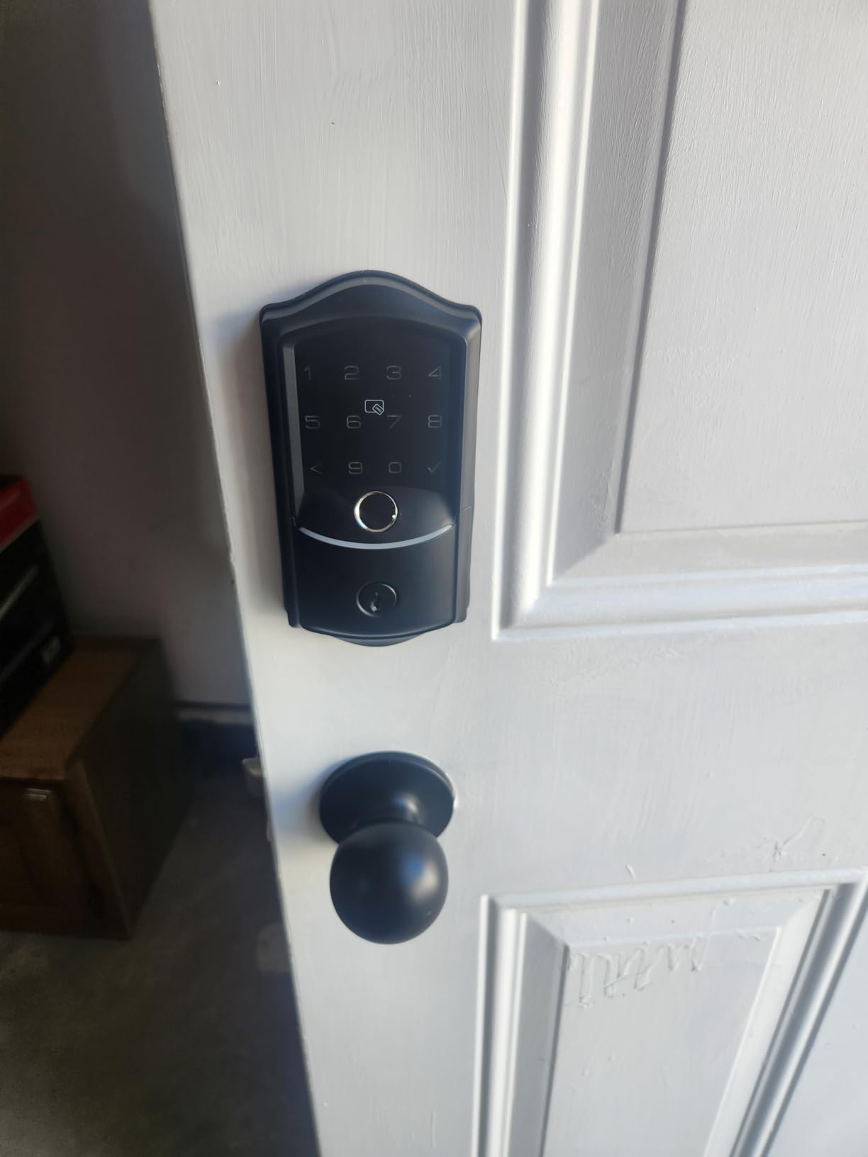Veise VE027-K WiFi Smart Deadbolt Locks with 2 Knobs Set, Matte Black | Built-in Wi-Fi, 0.2s Fingerprint, App Remote Control, Alexa Compatible, Backlit Touchscreen, IP65 Waterproof, for Front Door customer photo 1