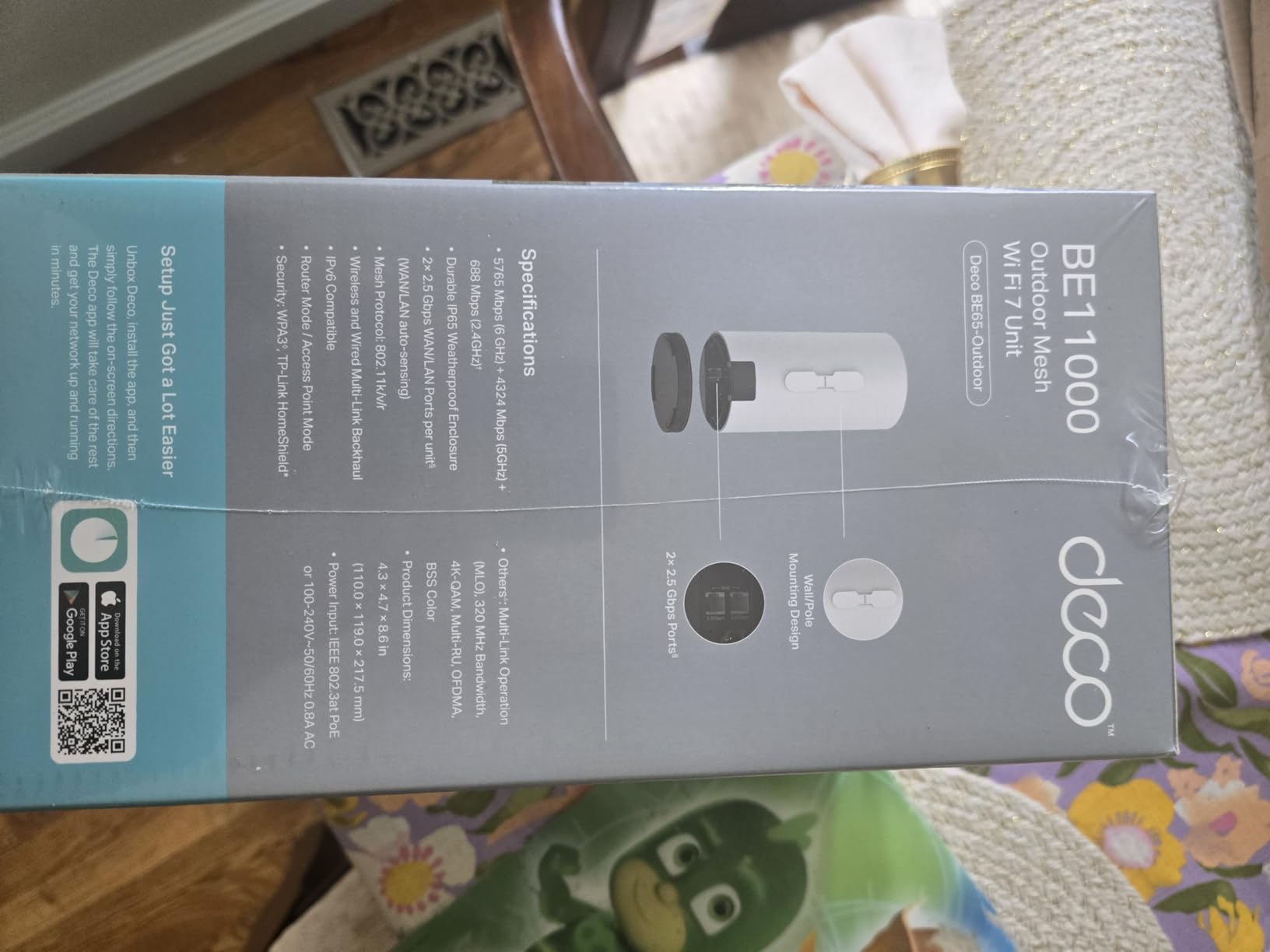 TP-Link Deco BE65-Outdoor BE11000 Tri-Band Wi-Fi 7 Outdoor Mesh Extender, IP65 Waterproof, Up to 3,000 sq. ft., 2x 2.5G PoE+ Ports, 6 GHz, MLO customer photo 2