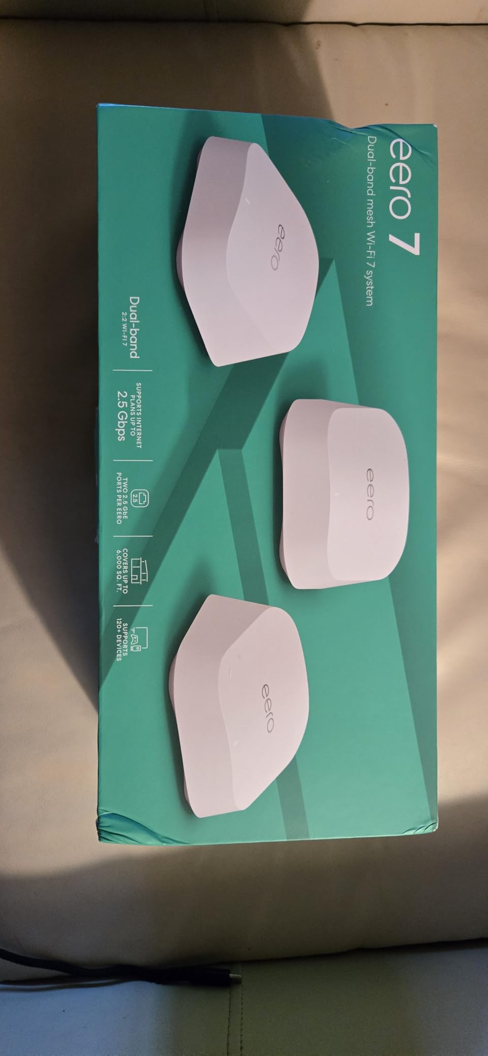 Amazon eero 7 dual-band mesh Wi-Fi 7 router (newest model) - Supports internet plans up to 2.5 Gbps, Coverage up to 8,000 sq. ft., 4-pack customer photo 1