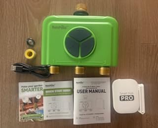 RAINPOINT 3 Zone WiFi Water Timer with Smart Gateway, Brass Inlet/Outlet WiFi Sprinkler Timer, Voice Control, Smart Watering System by Time/Weather/Quantity/Soil Moisture, (Green, 3 Zone) customer photo 1