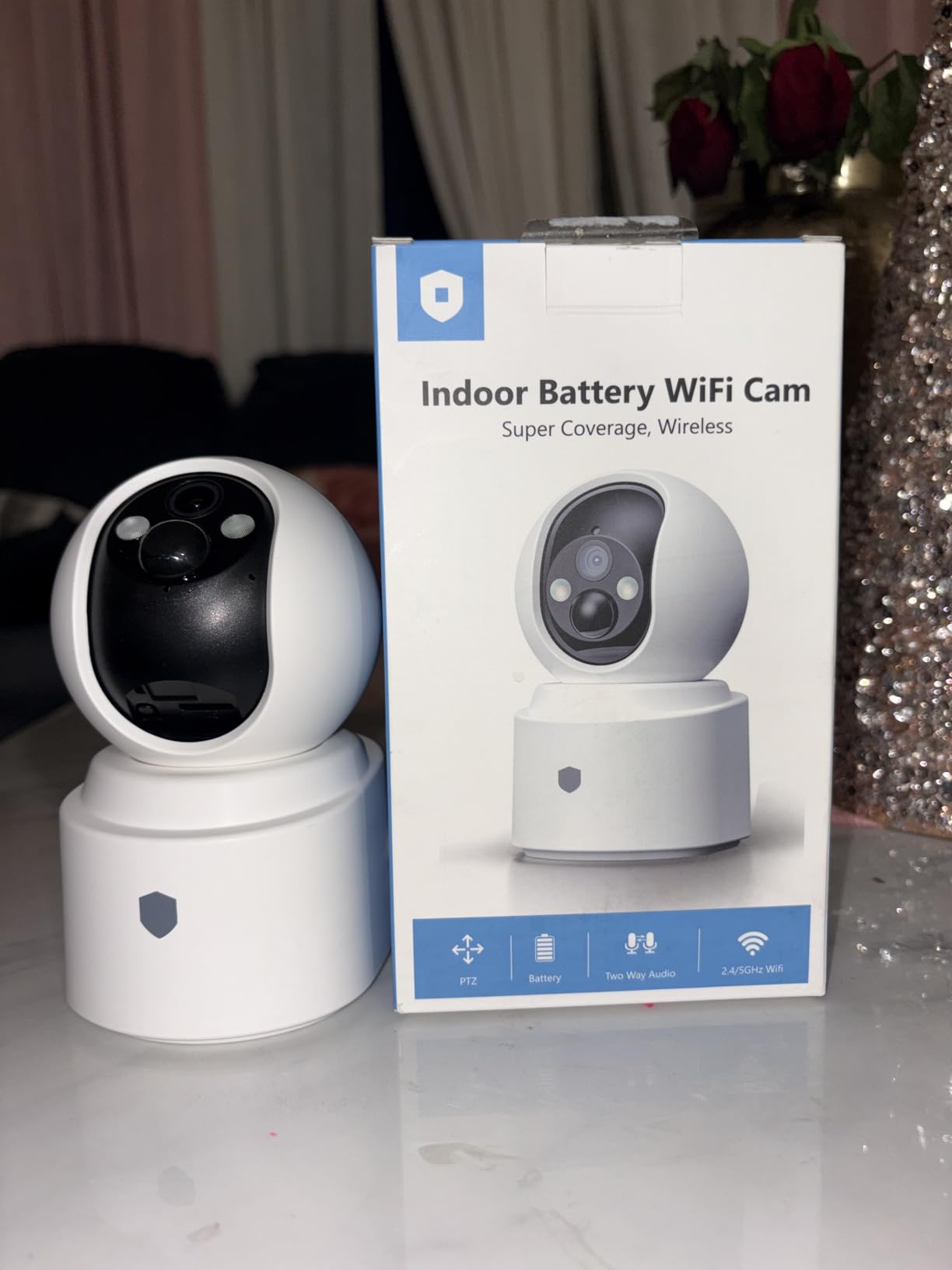 Noonkey Battery Powered Wireless Indoor Security Camera, 4MP HD Pan/Tilt Pet Camera w/ 6000mAh Rechargeable, 5G&2.4G WiFi 6,Motion Detection, Color Night Vision, 2-Way Talk, Home/Pet/Baby Monitoring customer photo 1