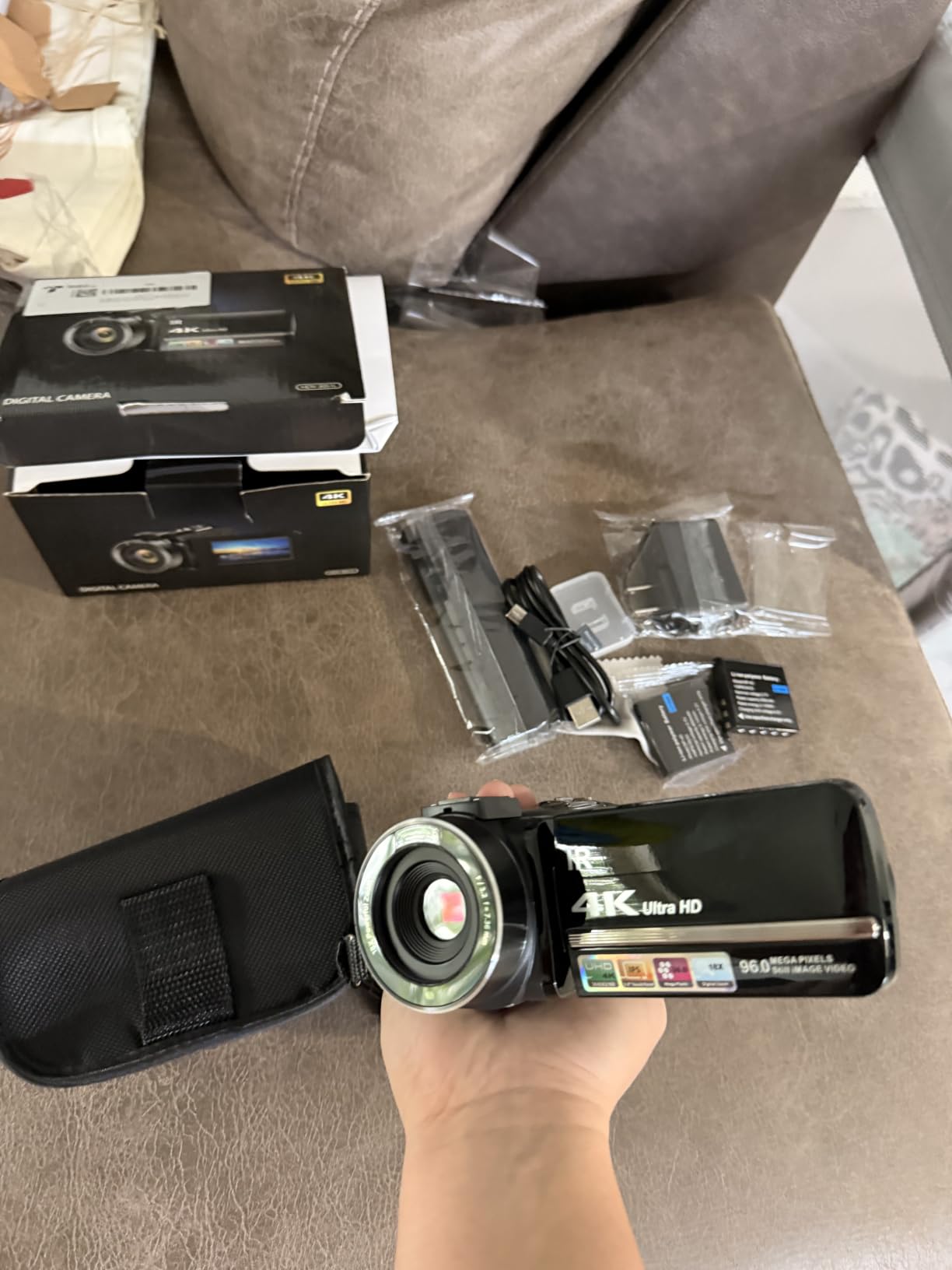 4K Video Camera Camcorder 96MP UHD Vlogging Camera for YouTube 18X Digital Zoom 3.0 IPS 270° Rotation Touch Screen Video Recorder with Remote Control, Night Vision, 32GB Card, 2 Batteries customer photo 1