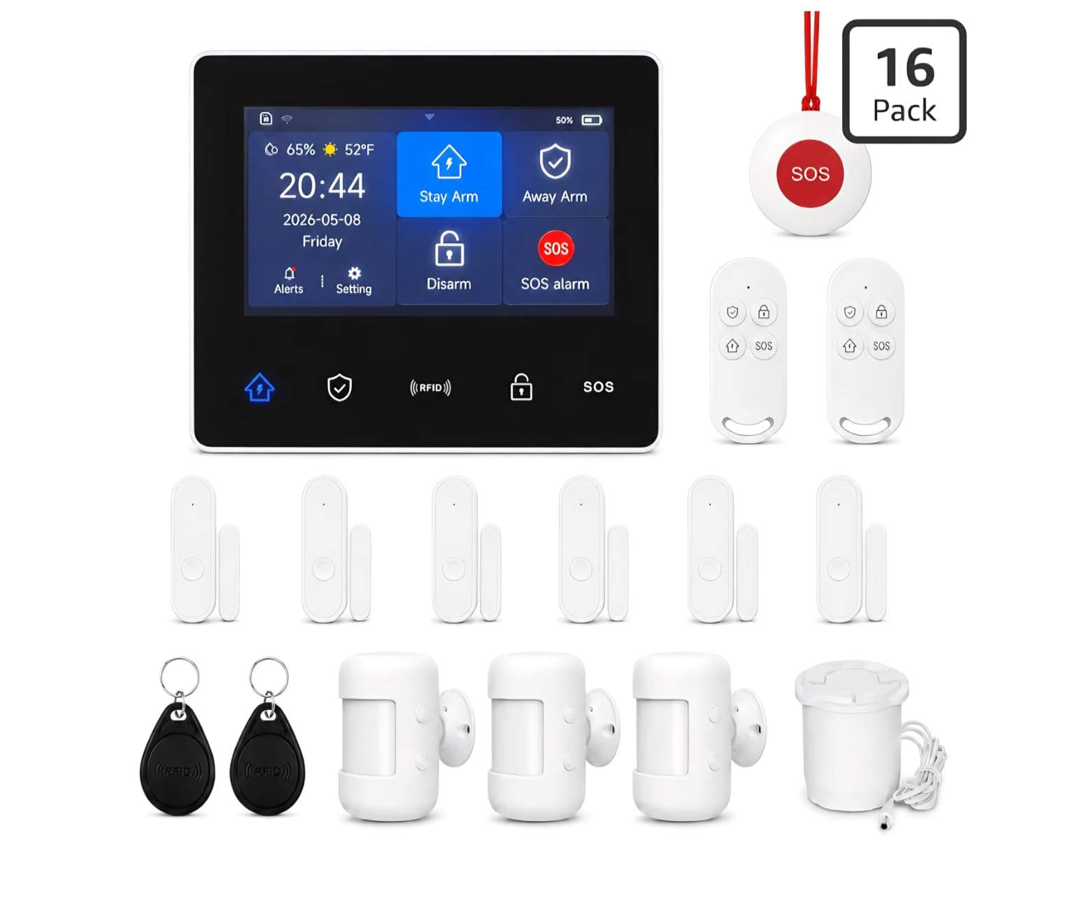 GEN 2 Wireless Home Security System, 16-Piece DIY Alarm Kit for House & Apartment, WiFi & 4G Touchscreen Hub, Door Sensors, Motion Detectors, App Alerts, 120dB Wired Siren, No Monthly Fee customer photo 1