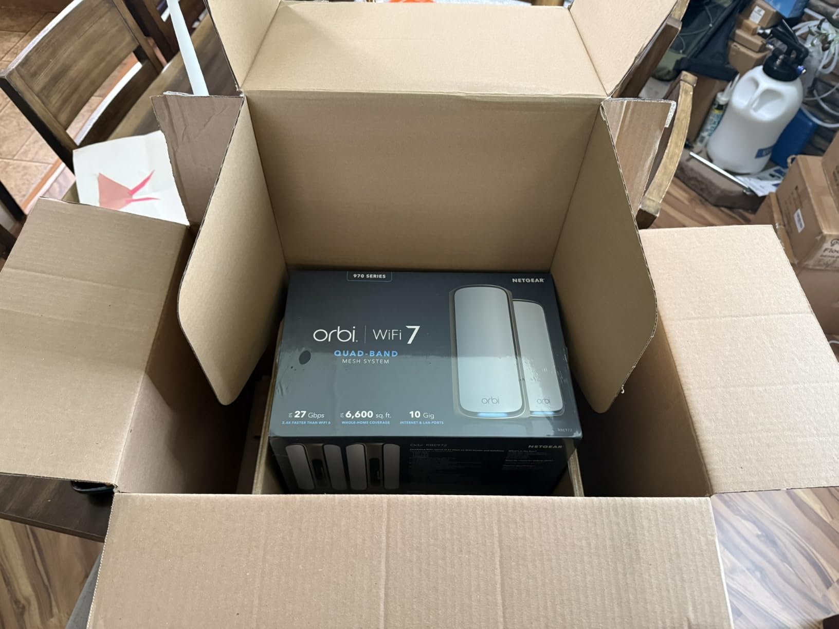 NETGEAR Orbi 970 Series (2026 Release) WiFi 7 Mesh System, 2 Pack | Up to 6,600 sq.ft, Up to 27 Gbps, 200 Devices, Easy Set Up, Quad-Band, 10 Gig Port, Router + 1 Satellite Extender, RBE972 customer photo 2
