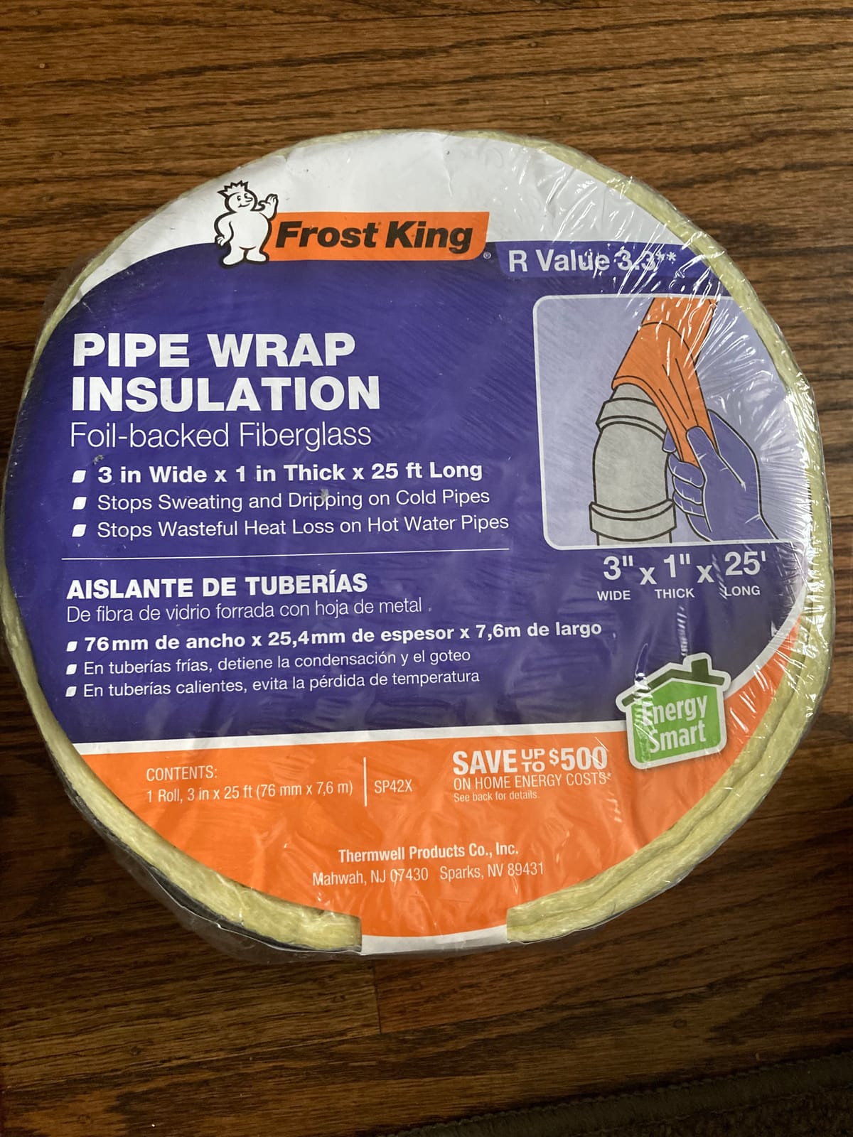 Frost King Foil Backed Fiberglass Pipe Wrap, 3