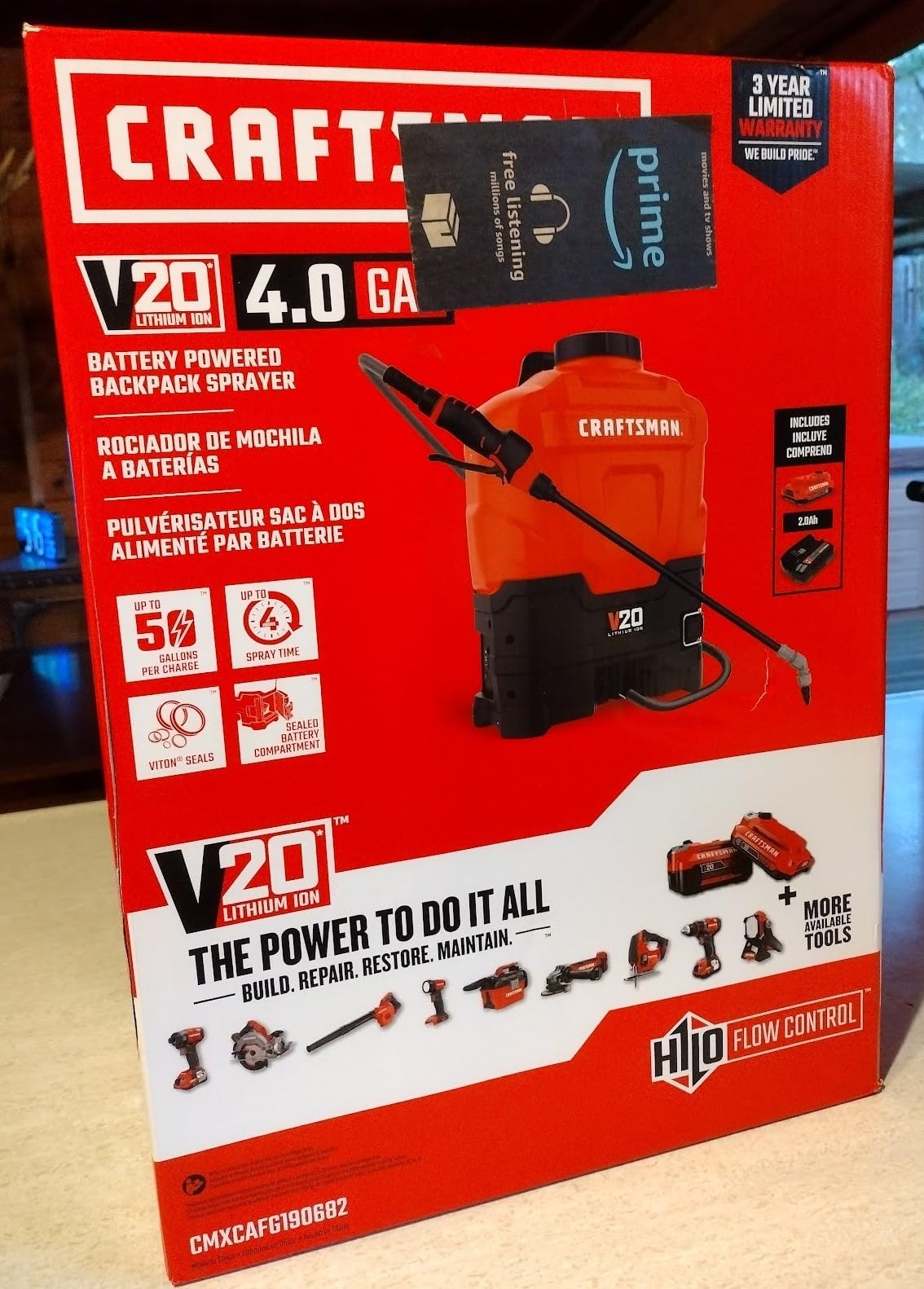 CRAFTSMAN 20V* Lithium-ion Battery Powered 4 Gallon Backpack Sprayer customer photo 1
