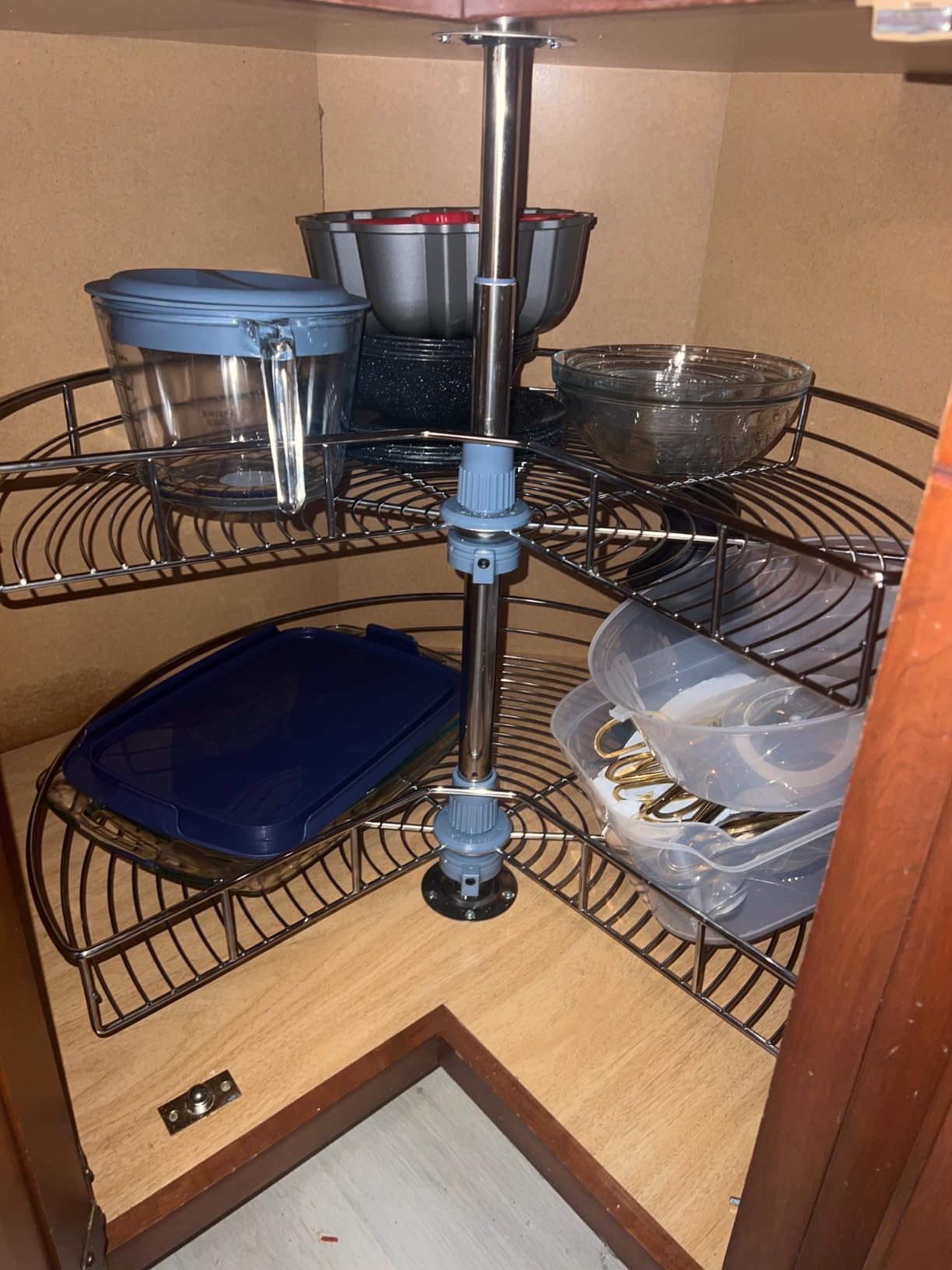 Dowell Base Cabinet Kidney Shape Dia.28 270° Lazy Susan, 2 Shelves, Kitchen Base Corner Cabinet Organizer (Chrome 4001 270 28) customer photo 1
