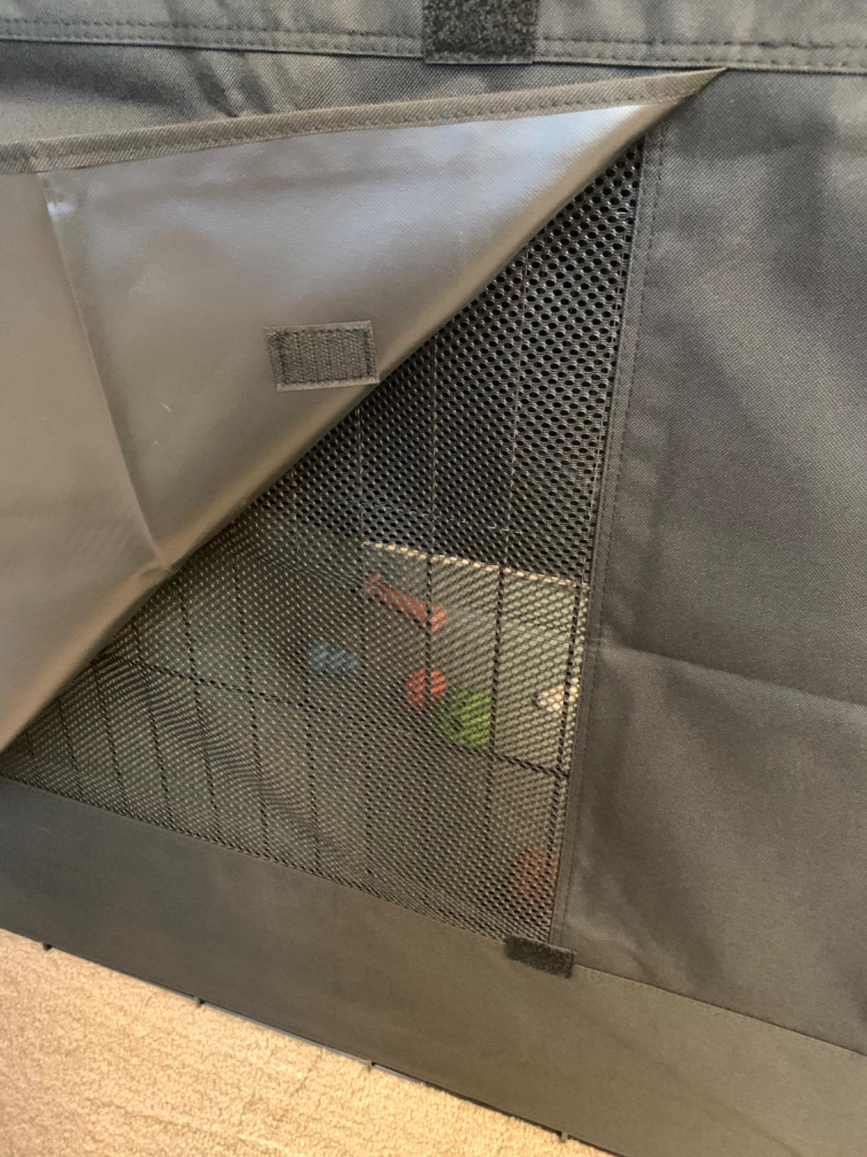 PETSFIT Dog Crate Cover,42 Inch Cover for Wire Dog Kennel, Single Door, Mesh Window, Flap On the Top and Back is Detachable,Black customer photo 1