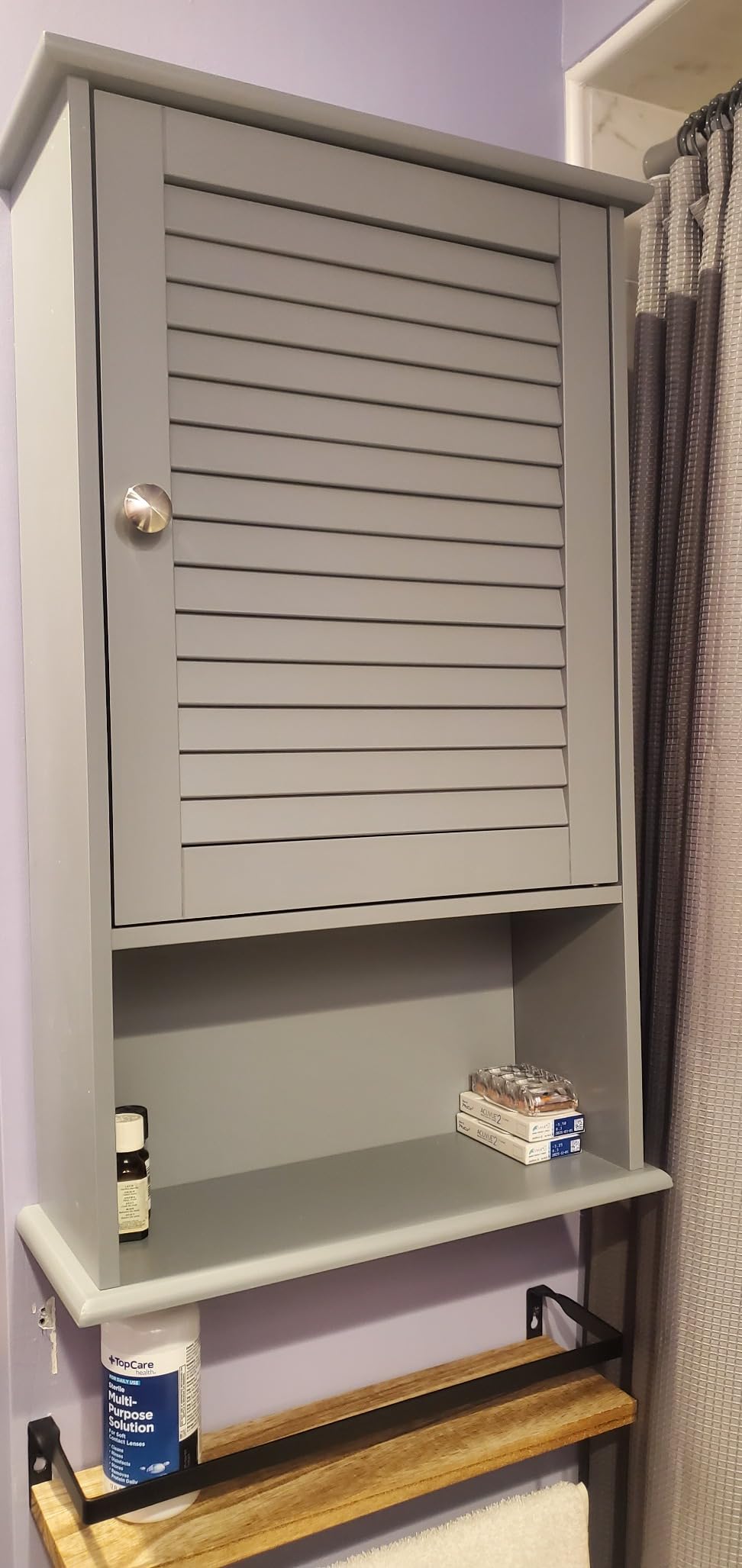 Tangkula Medicine Cabinet, Wall Mounted Bathroom Cabinet Single Door Wooden Bathroom Wall Cabinet with Adjustable Shelf customer photo 1