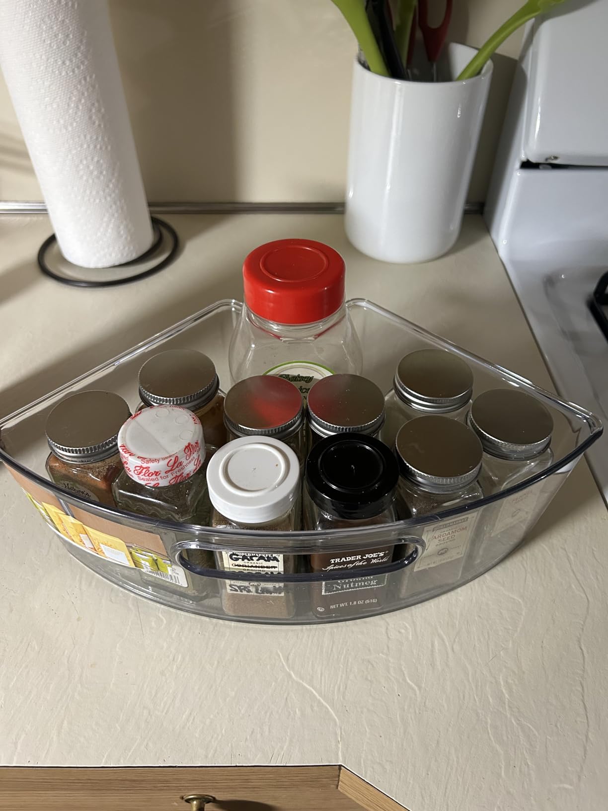 iDesign Lazy Susan 1/4 Wedge Bin with Handle, Set of 4, Clear customer photo 2