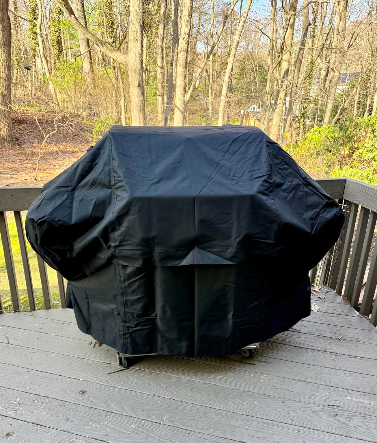 iCOVER Grill Cover 58 inch, BBQ Grill Cover for Outdoor Grill, 600D Heavy-Duty Waterproof Gas Grill Cover, Barbecue Cover for Weber, Charbroil, Brinkmann, Nexgrill and More, Black customer photo 1