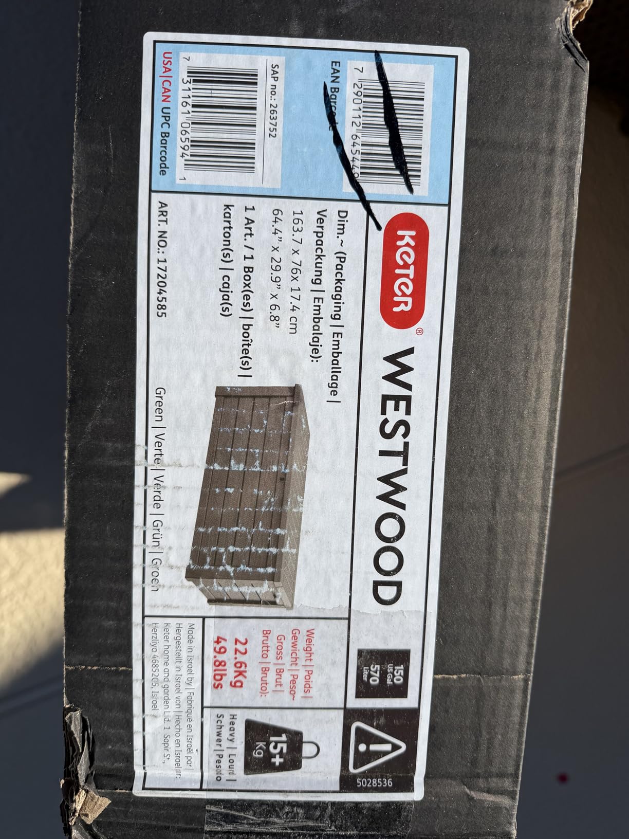 Keter Westwood Outdoor Storage Deck Box, 150 Gallon, Dark Grey customer photo 1